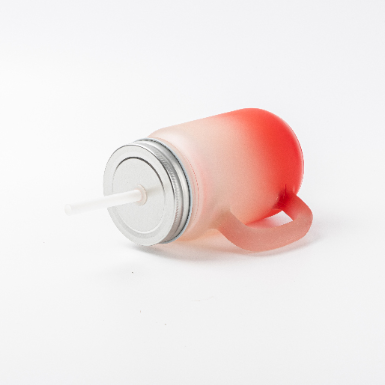 Jarra de Vidrio tipo Mason | Frosted con degradé rojo | 12 oz