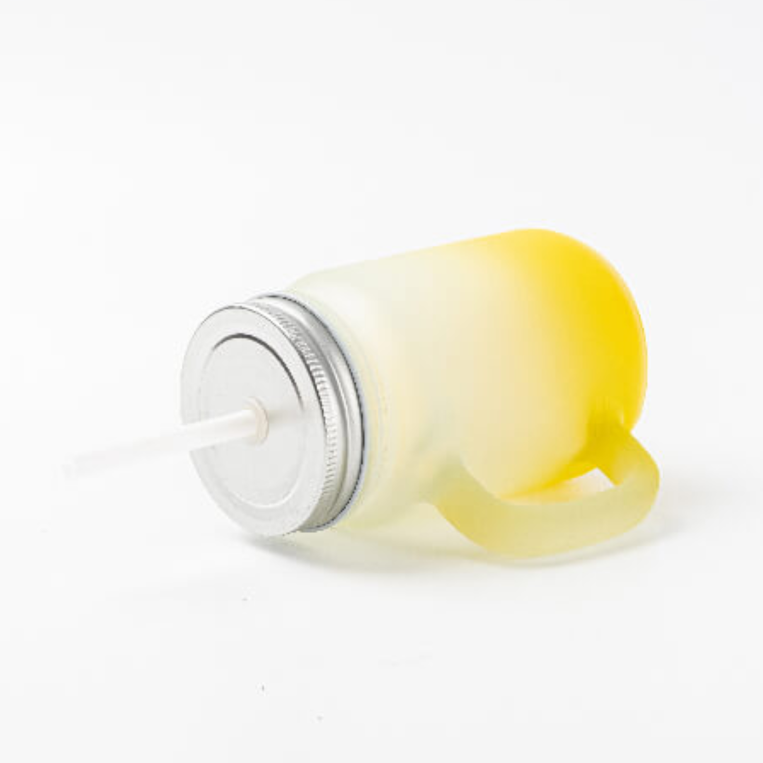 Jarra de Vidrio tipo Mason | Frosted con degradé Amarillo | 12 oz