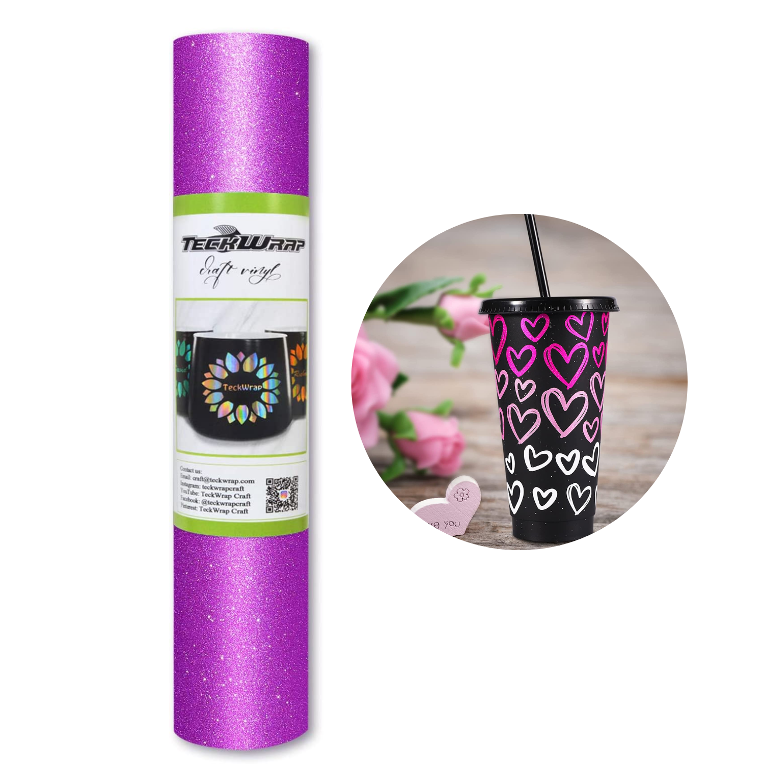 Vinil Adhesivo | Permanente | Galaxy Glitter Magenta | Ancho 12"