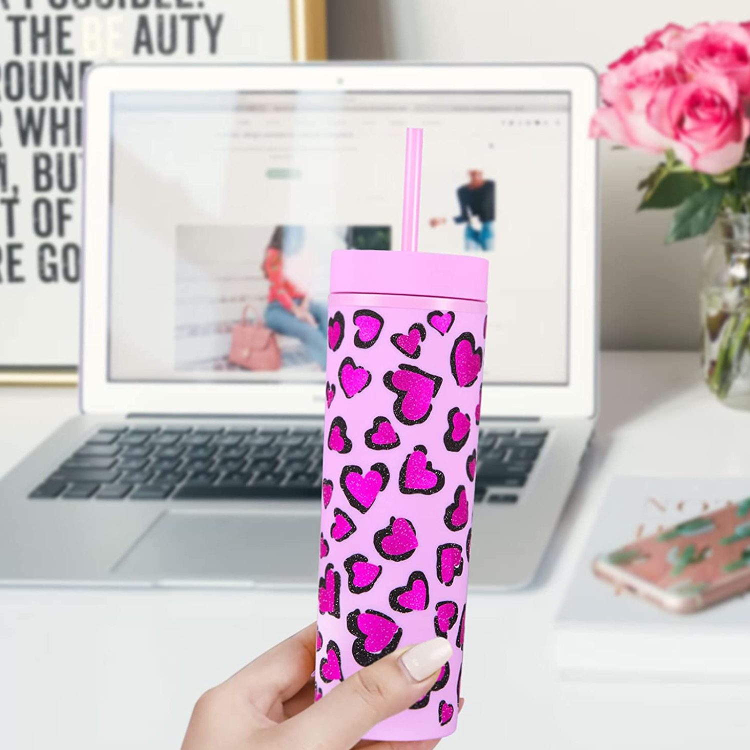 Vinil Adhesivo | Permanente | Galaxy Glitter Magenta | Ancho 12"