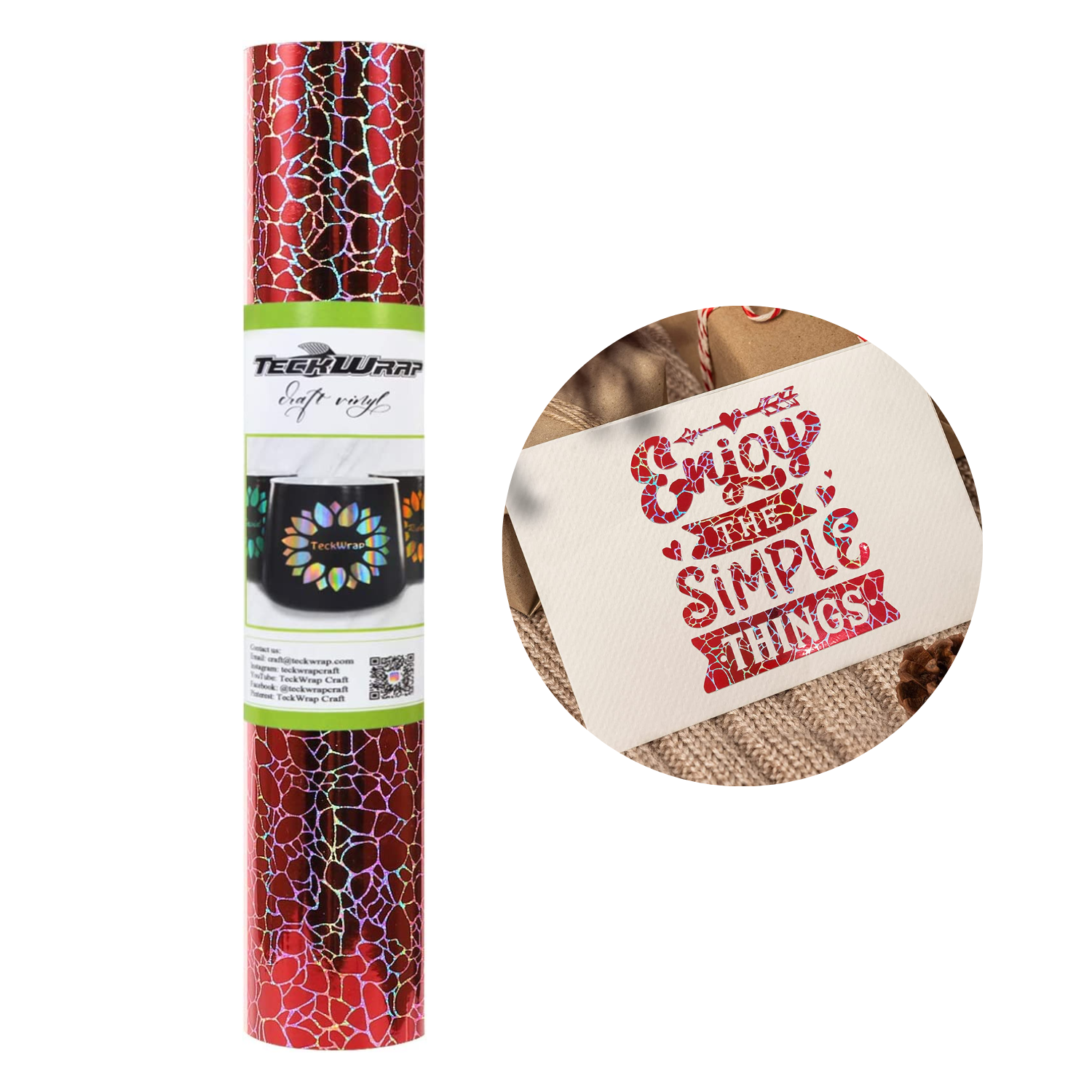 Vinil Adhesivo | Permanente |  Cracked Red | Ancho 12"