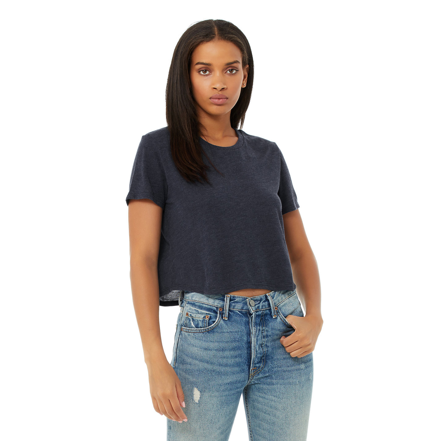 Bella Canvas 8882 | Flowy CropTee | Heather Navy