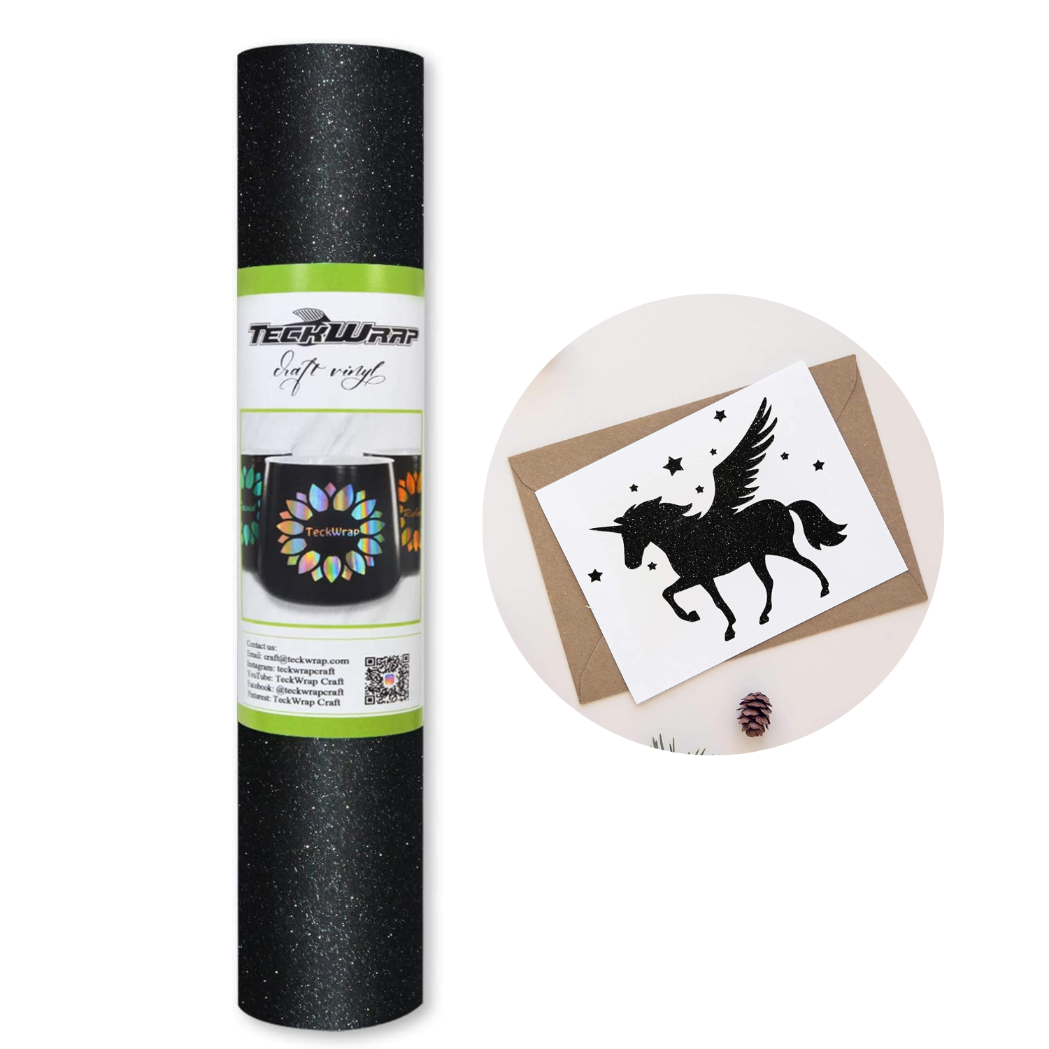 Vinil Adhesivo | Permanente | Galaxy Glitter Black | Ancho 12"