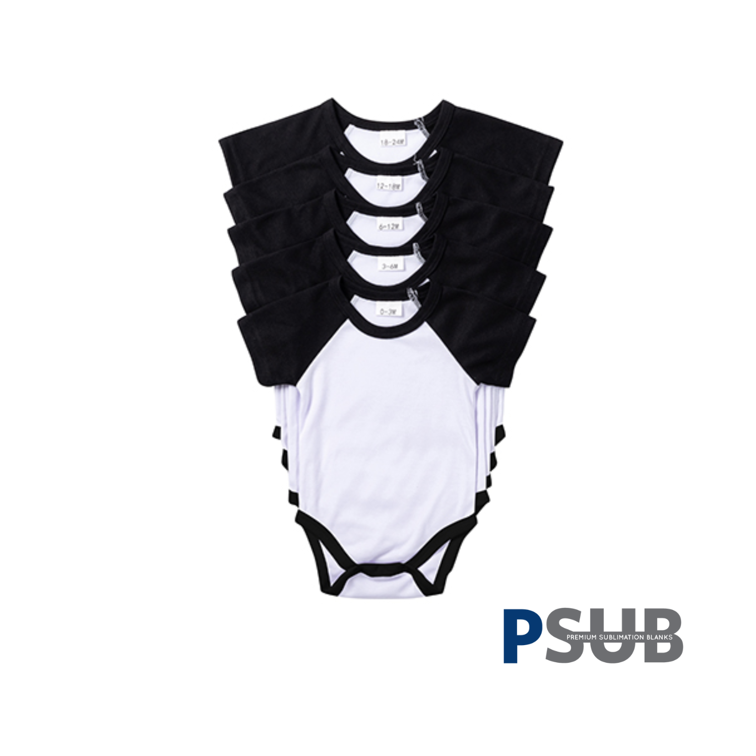 Body para Bebés | Manga corta tipo Ranglan | Blanco c/negro