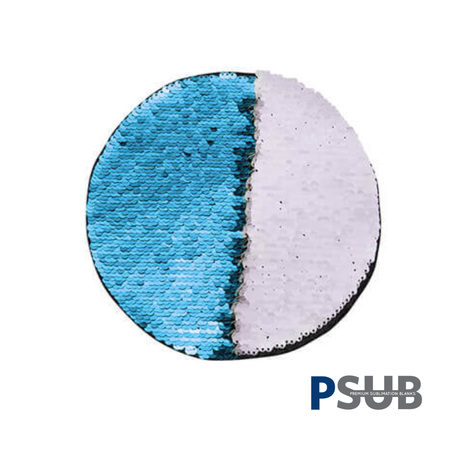 Parche de Lentejuelas | Redondo | Celeste con Blanco | 19cm