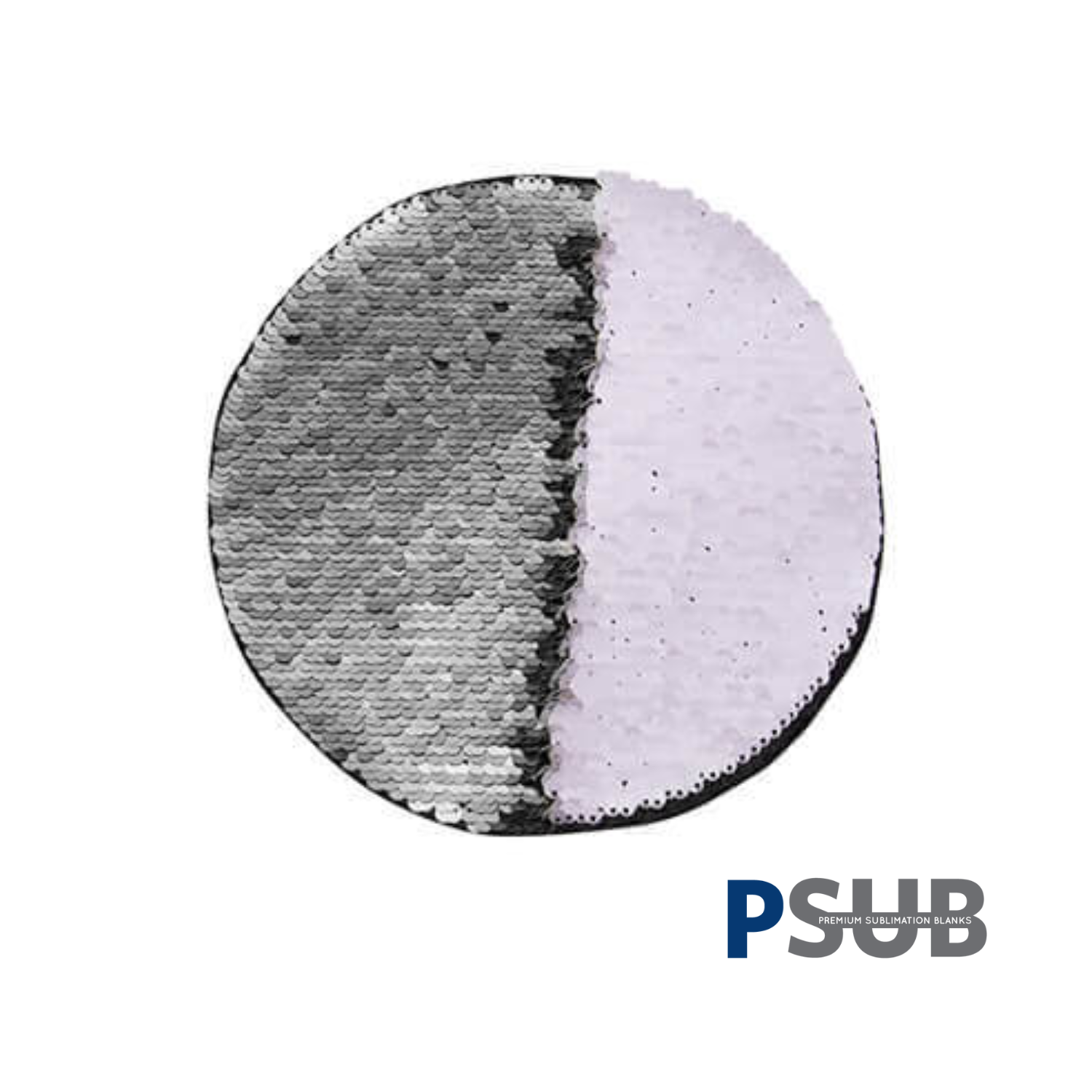 Parche de Lentejuelas | Redondo | Plateado con Blanco | 19cm