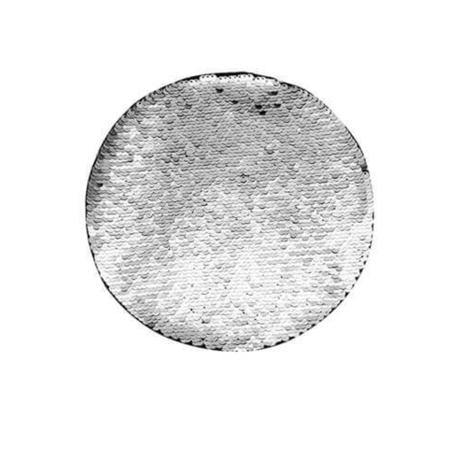 Parche de Lentejuelas | Redondo | Plateado con Blanco | 19cm