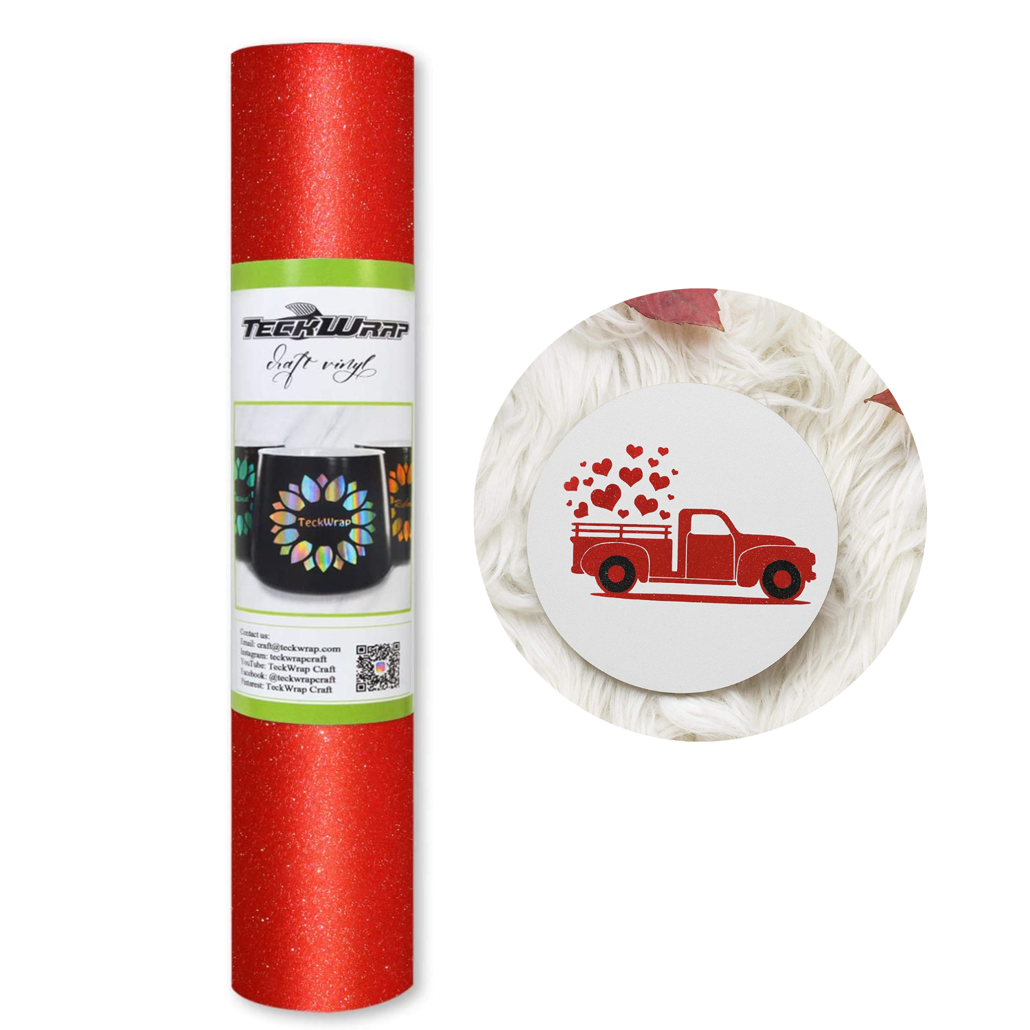 Vinil Adhesivo | Permanente | Galaxy Glitter Red | Ancho 12"