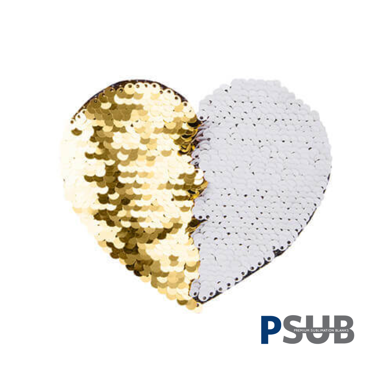 Parche de Lentejuelas | Corazón | Dorado con Blanco | 12 x 10.5 cm