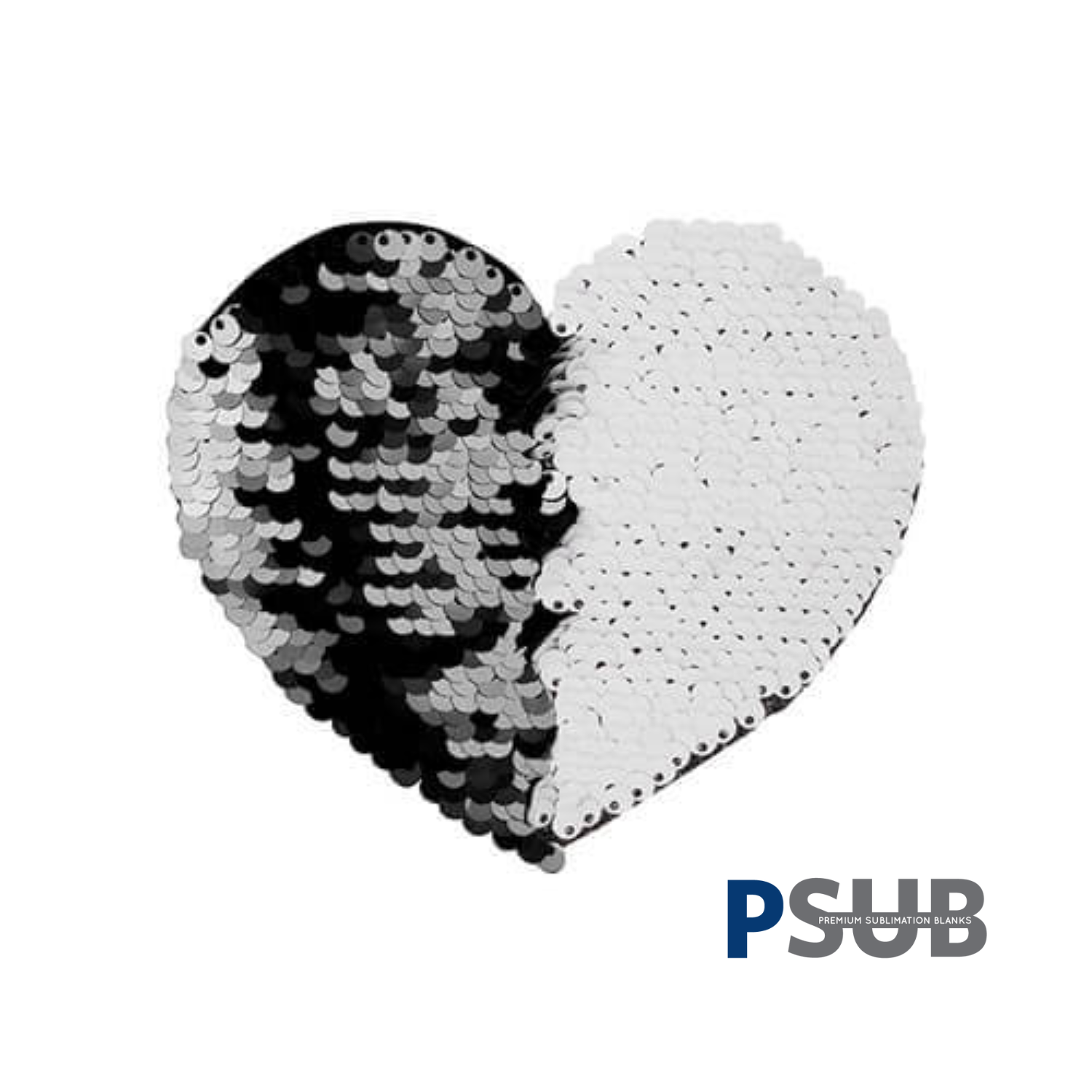 Parche de Lentejuelas | Corazón | Negro con Blanco | 12 x 10.5 cm