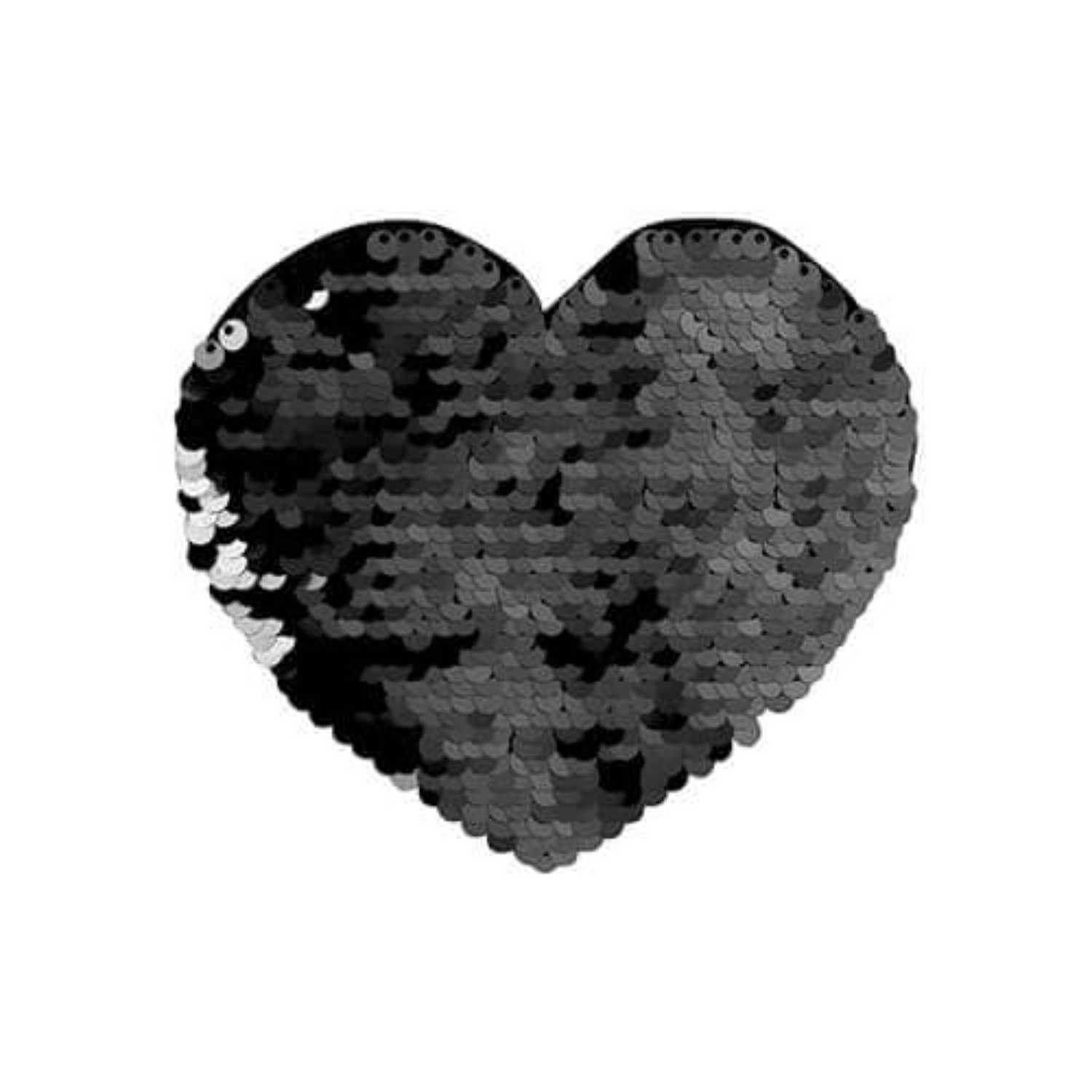 Parche de Lentejuelas | Corazón | Negro con Blanco | 12 x 10.5 cm