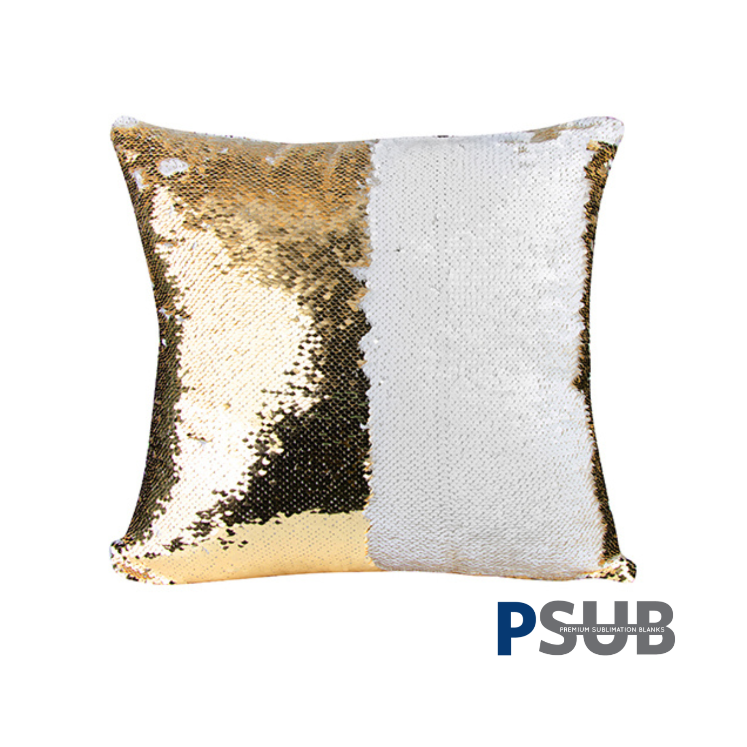 Funda de Almohada | Lentejuela | Dorado con Blanco | 40x40 cm