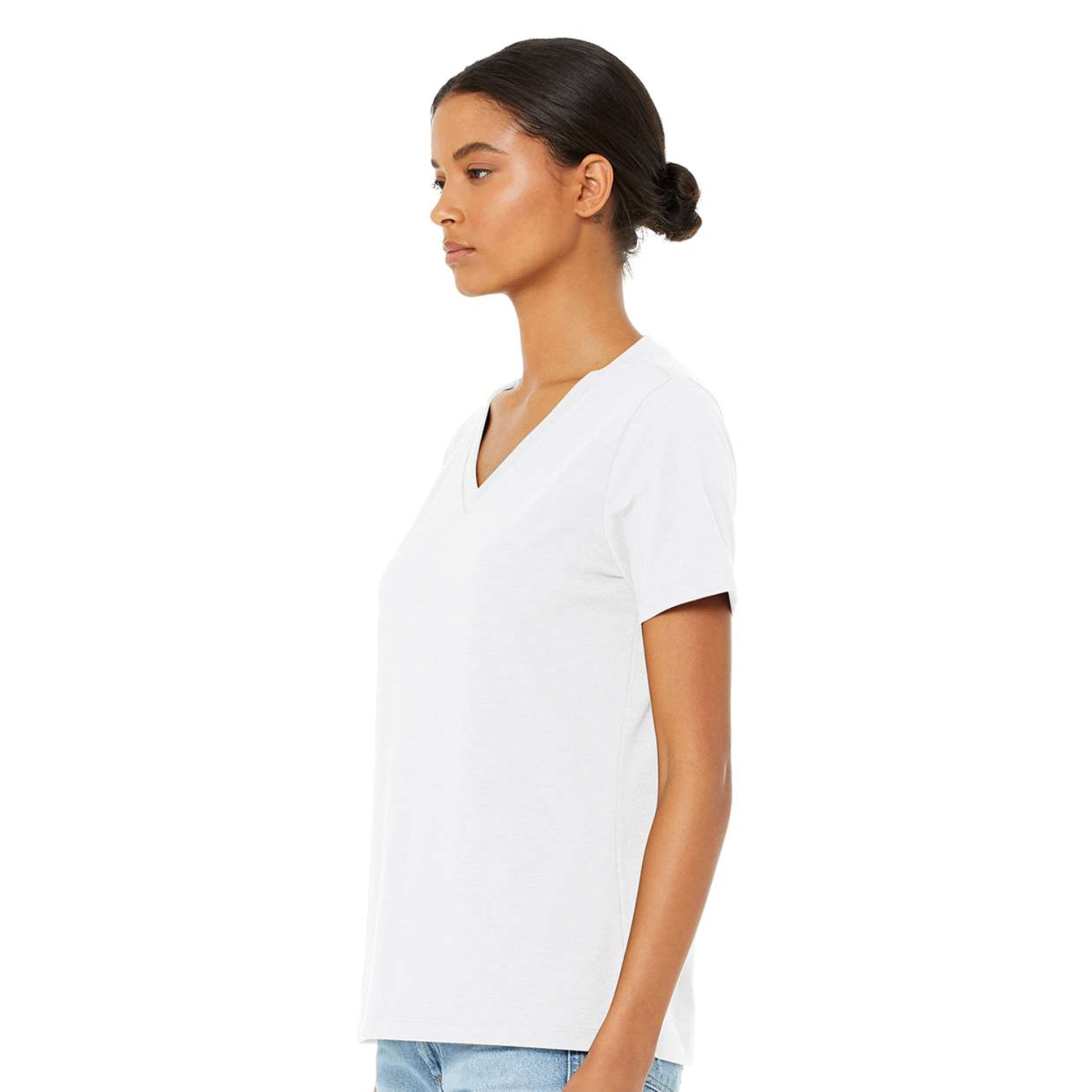 Bella Canvas 6405CVC | Women Relaxed Fit V-Neck | White