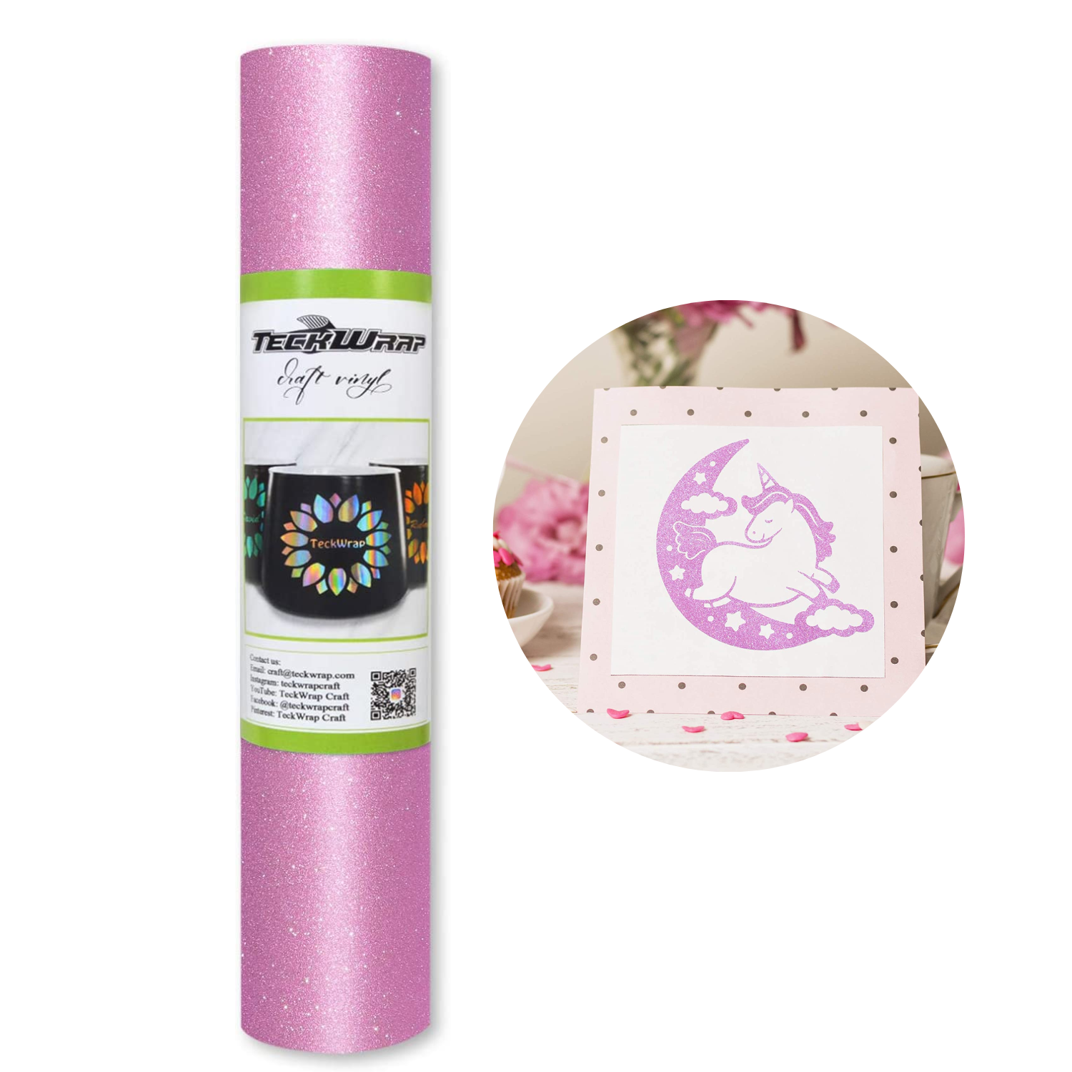 Vinil Adhesivo | Permanente | Galaxy Glitter Pink | Ancho 12"