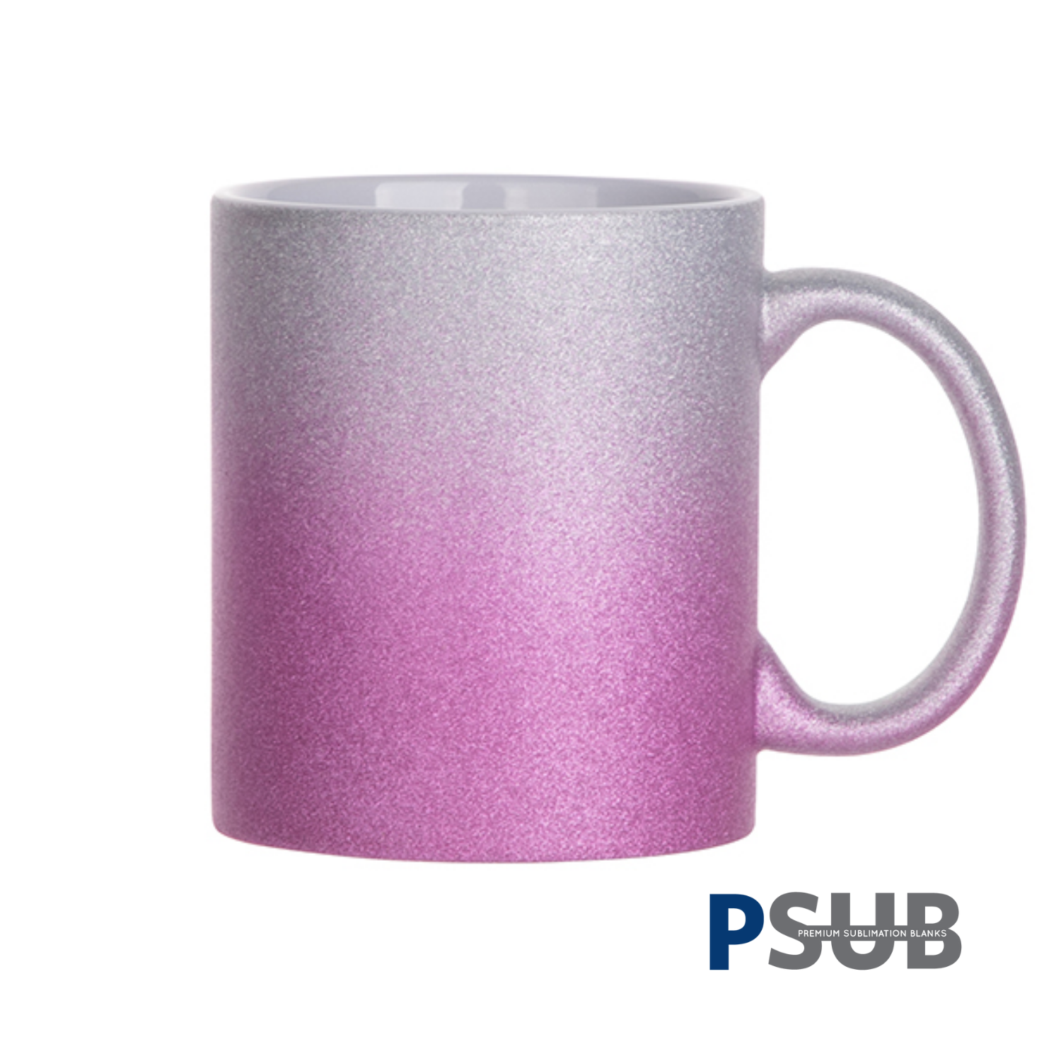 Taza escarchada | Degradé | Plateada con Fucsia | 11oz