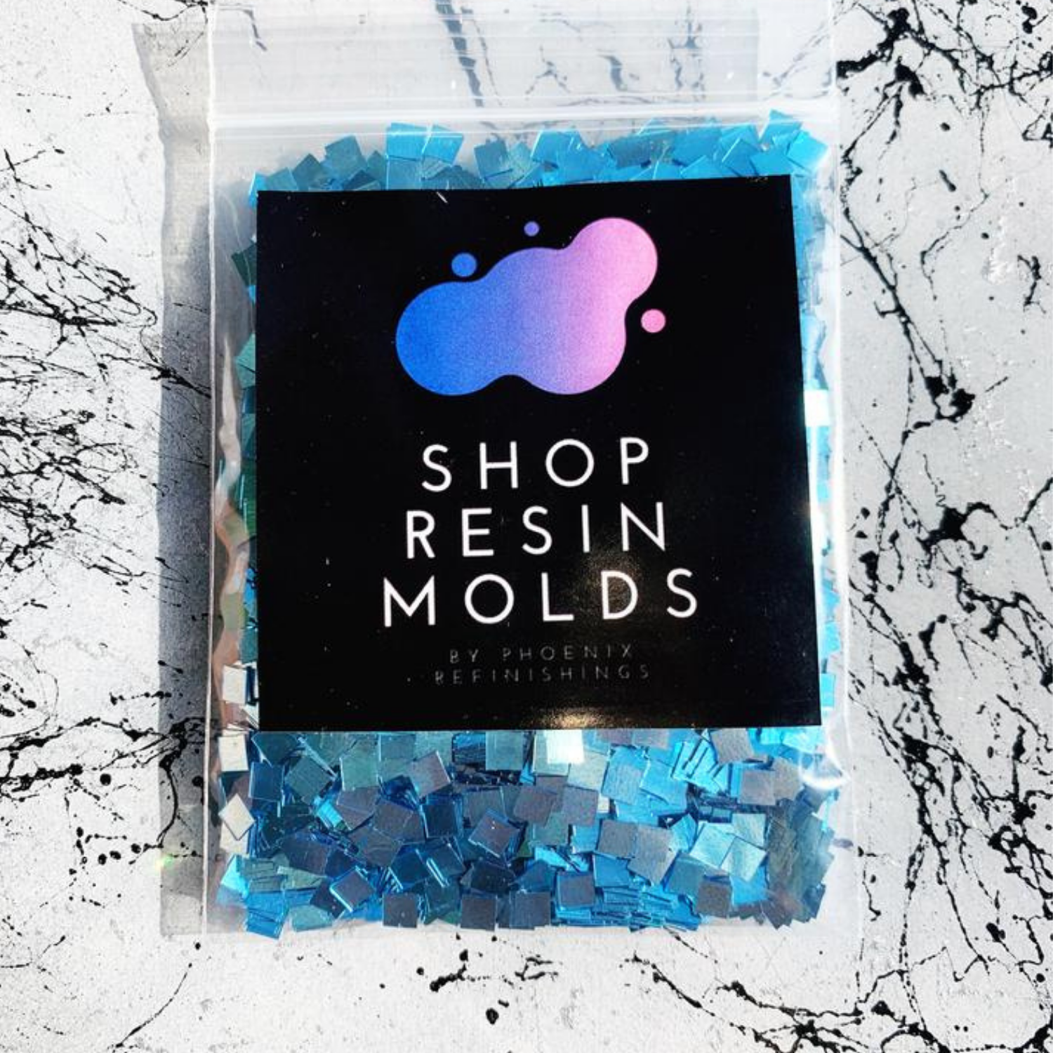 Large Square Glit | Icicle Blue