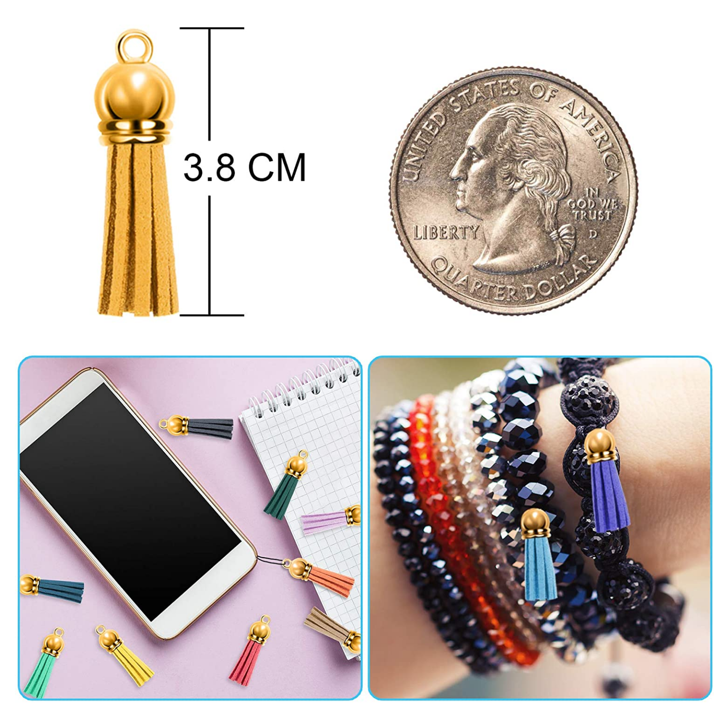 Borlas | Colores variados | Dorados | PAQ. 10 unidades