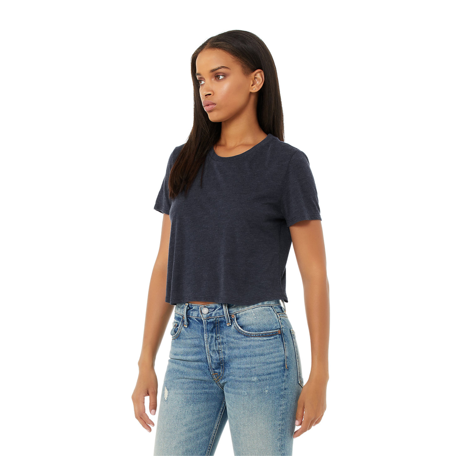 Bella Canvas 8882 | Flowy CropTee | Heather Navy