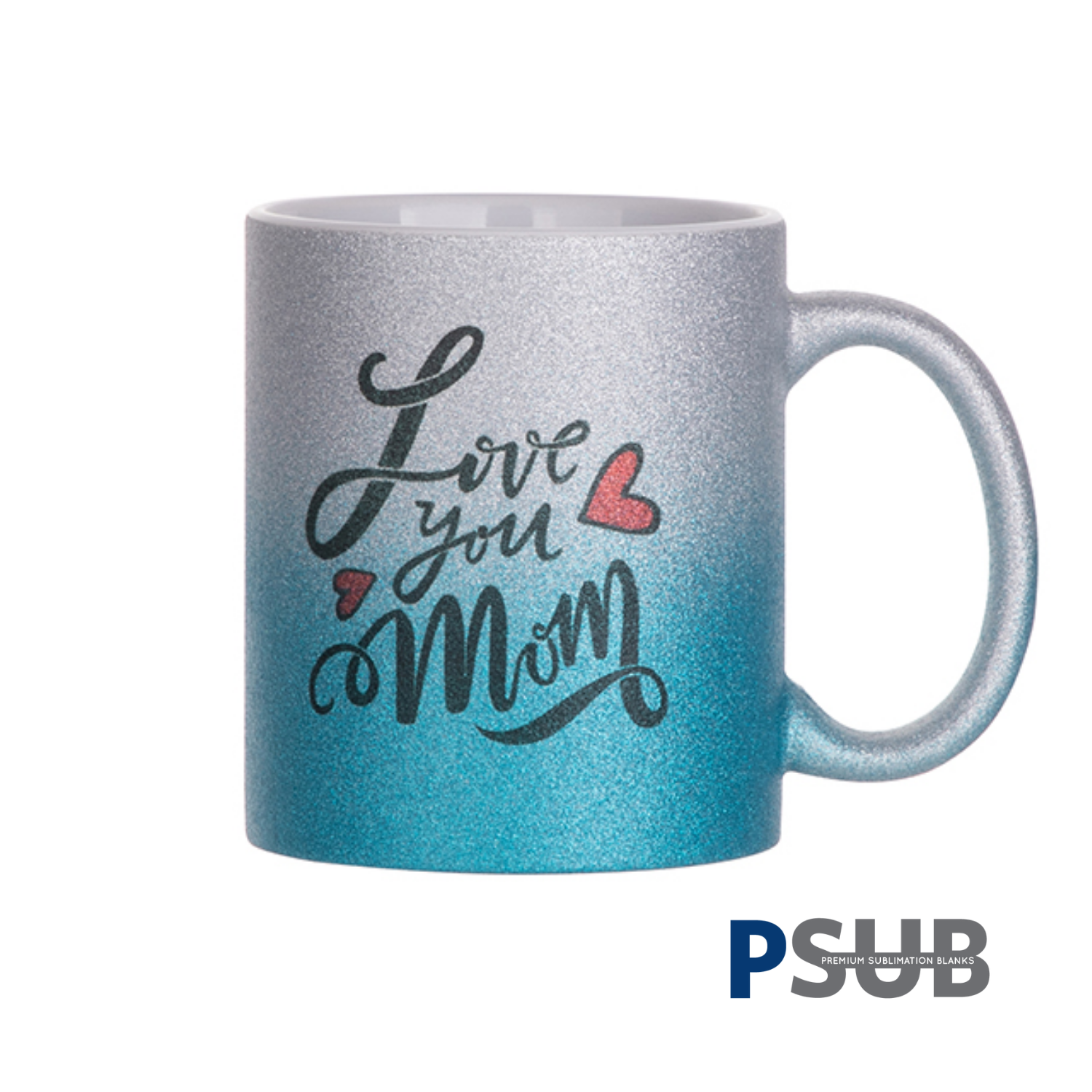 Taza escarchada | Degradé | Plateada con Turquesa | 11oz