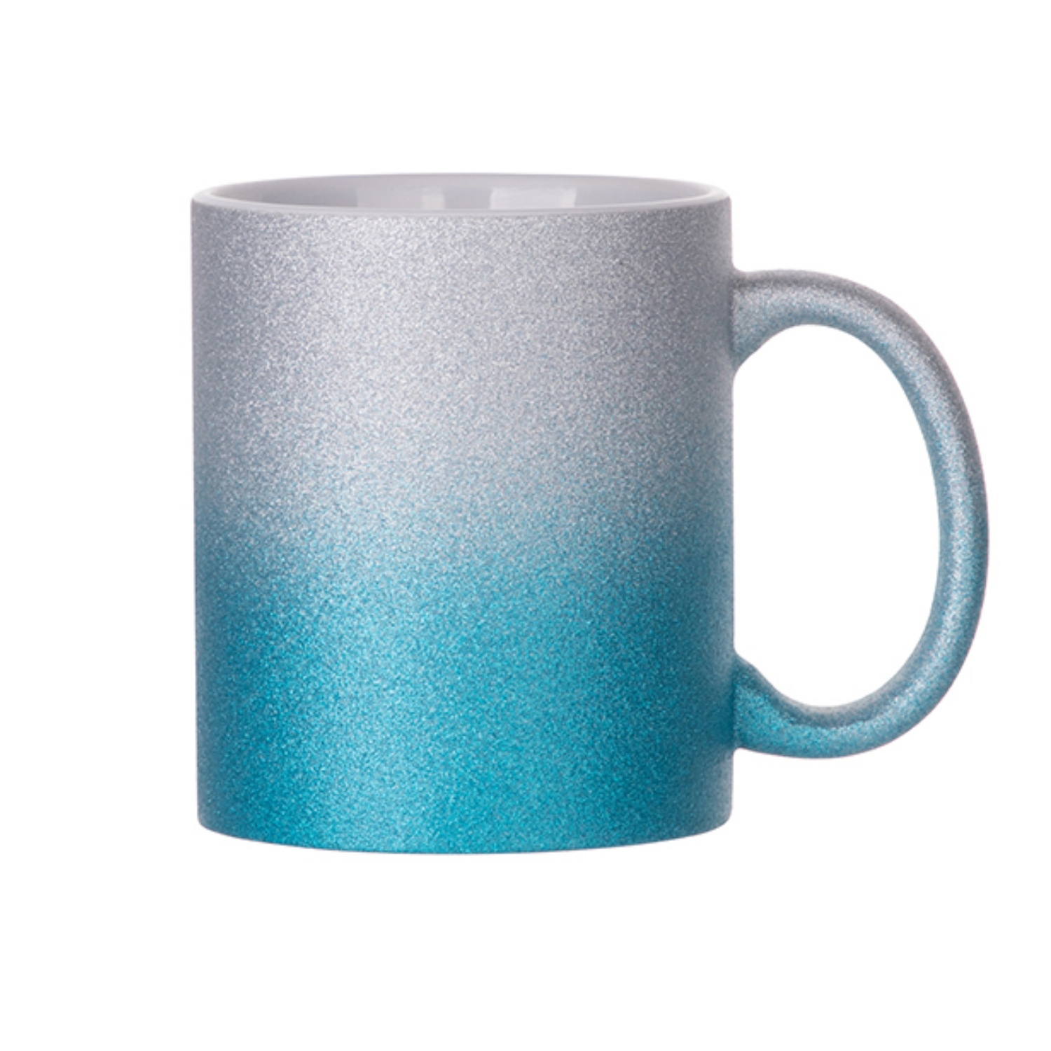 Taza escarchada | Degradé | Plateada con Turquesa | 11oz