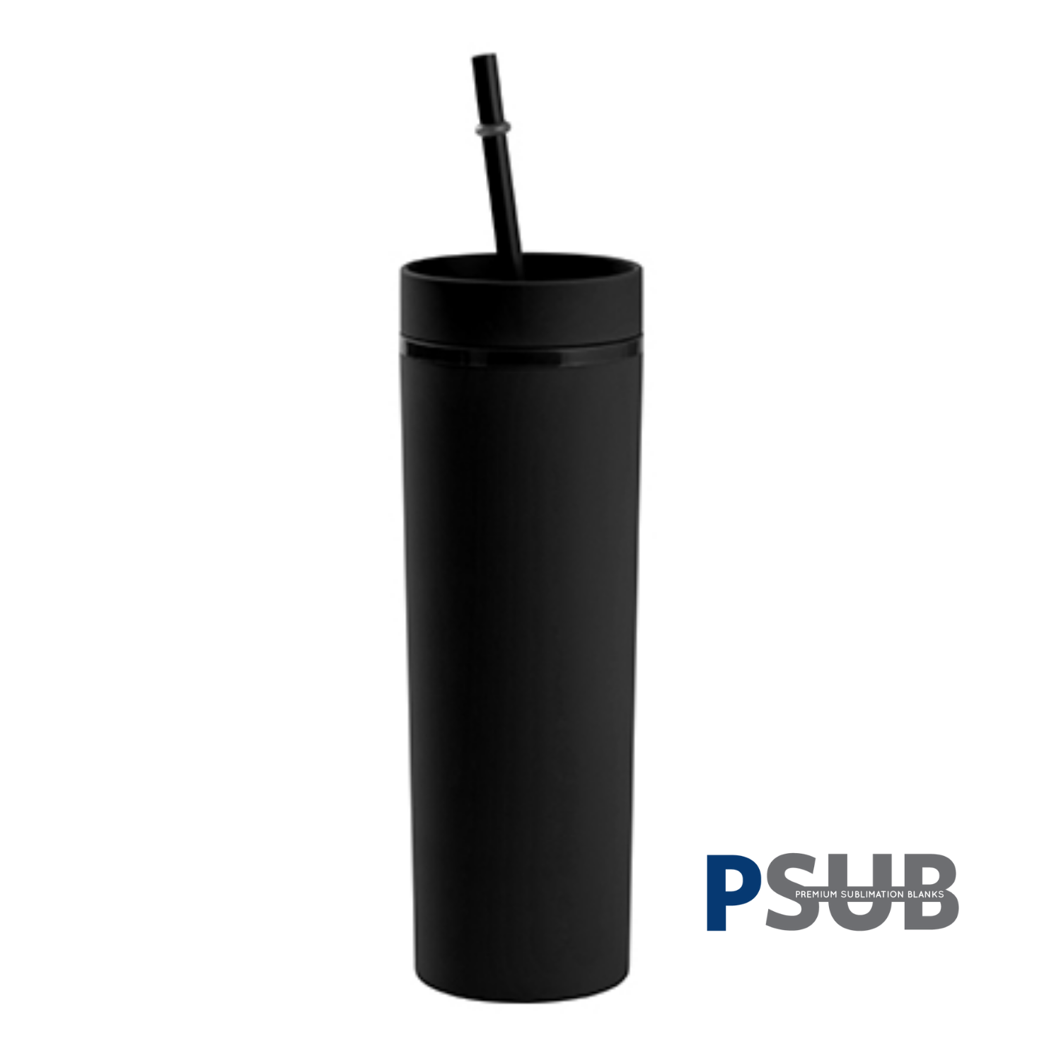 Vaso Skinny con carrizo y tapa | 16 oz | Negro Mate + UV DTF Wrap GRATIS
