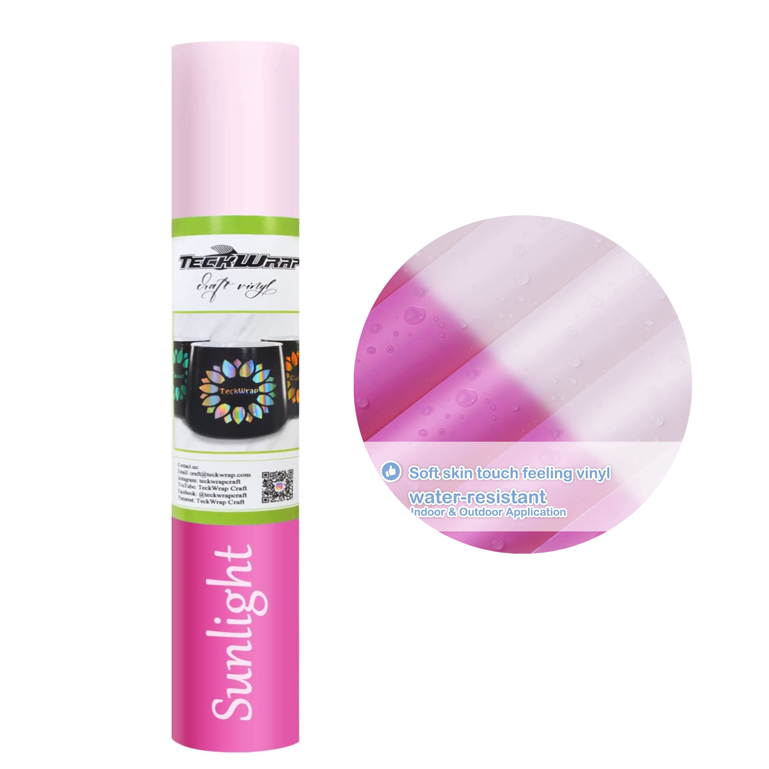 Vinil Adhesivo | Sun Vinyl | White to Pink | Cambia con luz solar