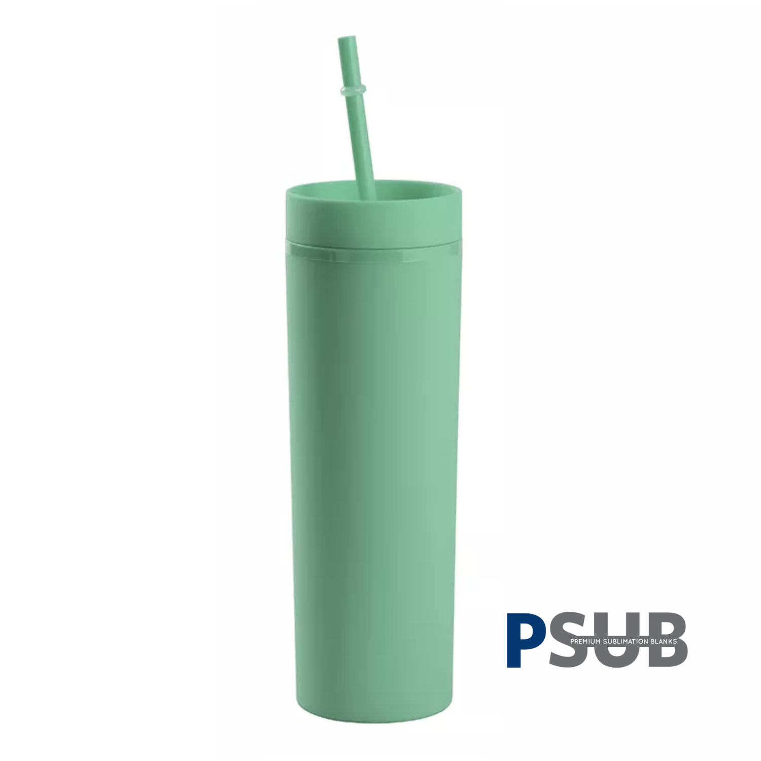 Vaso Skinny con carrizo y tapa | 16 oz | Verde Claro Mate + UV DTF Wrap GRATIS