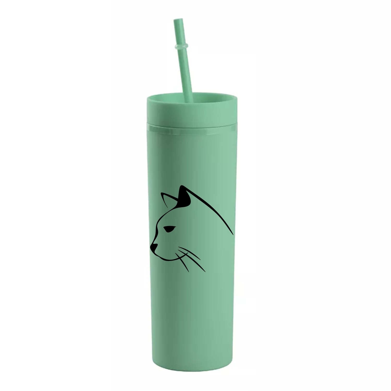 Vaso Skinny con carrizo y tapa | 16 oz | Verde Claro Mate + UV DTF Wrap GRATIS