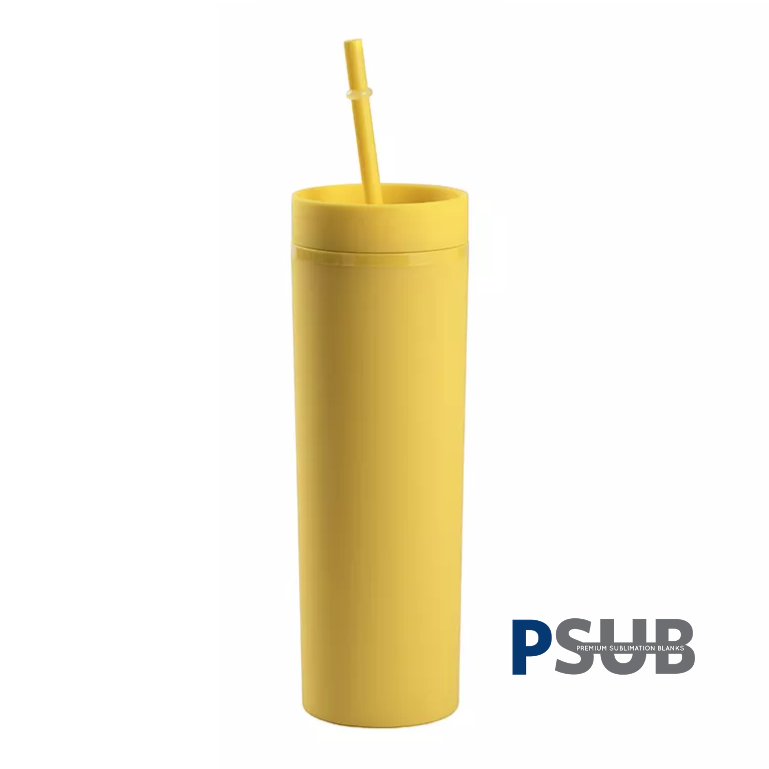 Vaso Skinny con carrizo y tapa | 16 oz | Amarillo Mate + UV DTF Wrap GRATIS