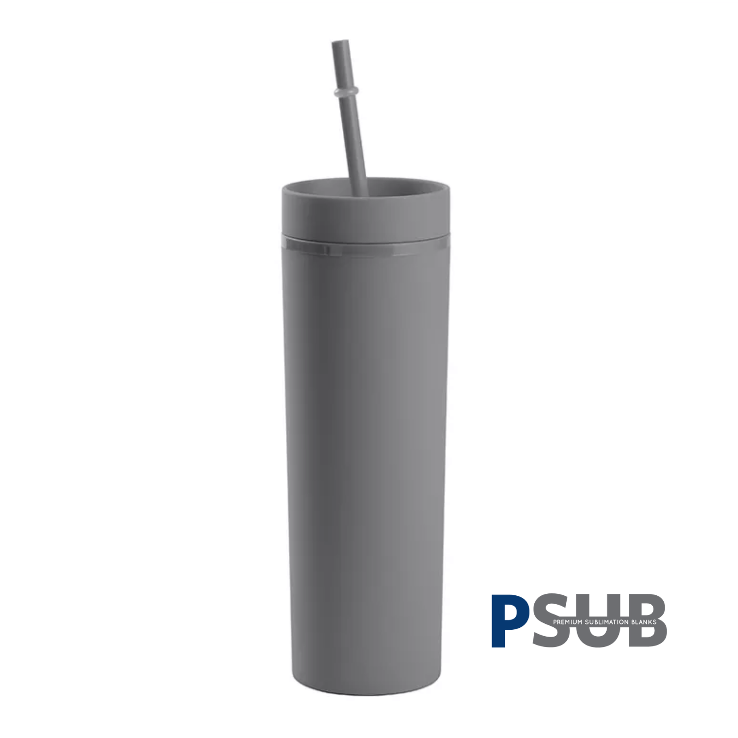 Vaso Skinny con carrizo y tapa | 16 oz | Gris Mate + UV DTF Wrap GRATIS