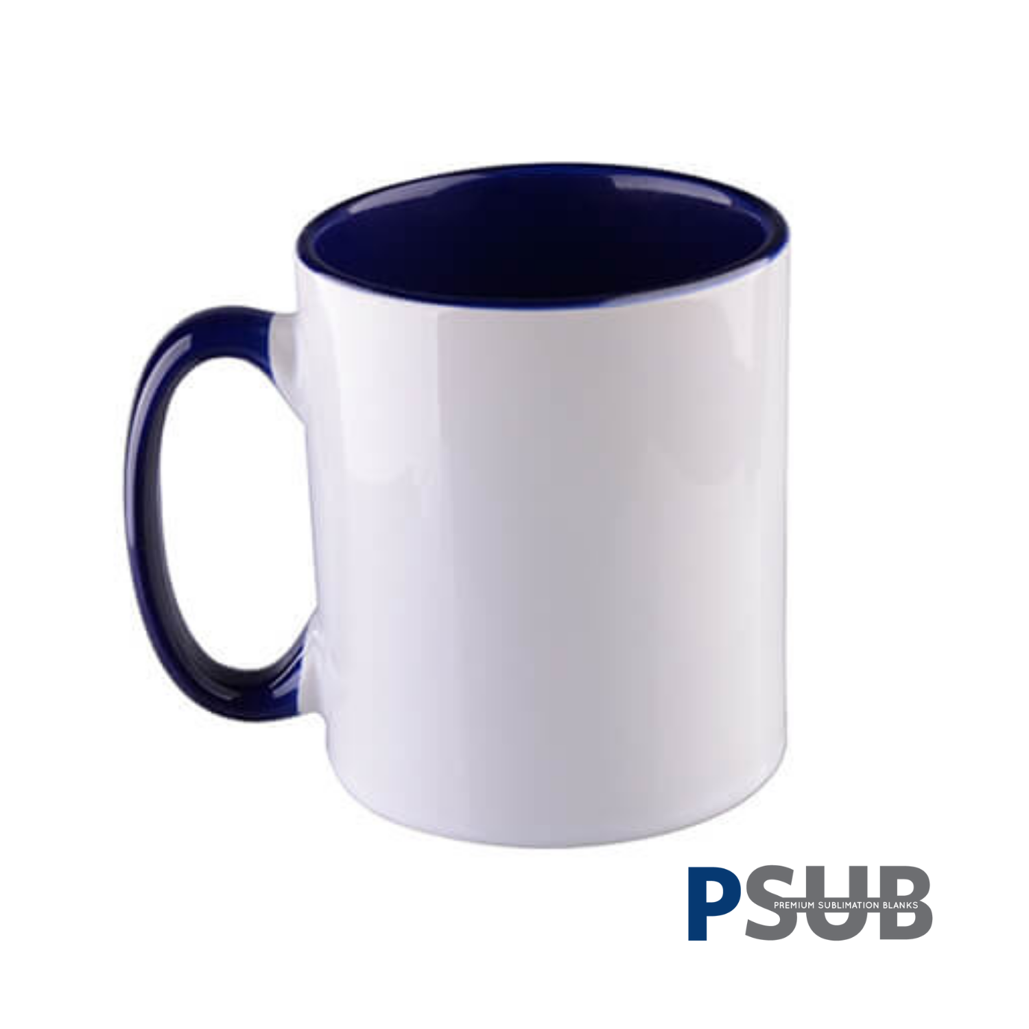 Taza Cerámica para Sublimación Blanca con Interior y Asa Azul | 11oz