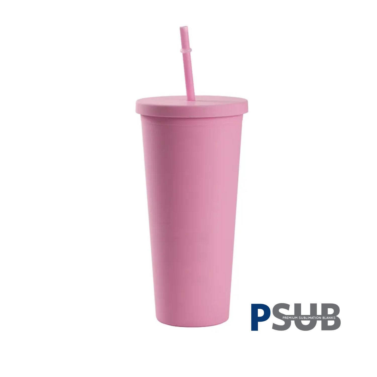 Vaso Doble Pared con carrizo y tapa | 24 oz | Rosa Mate