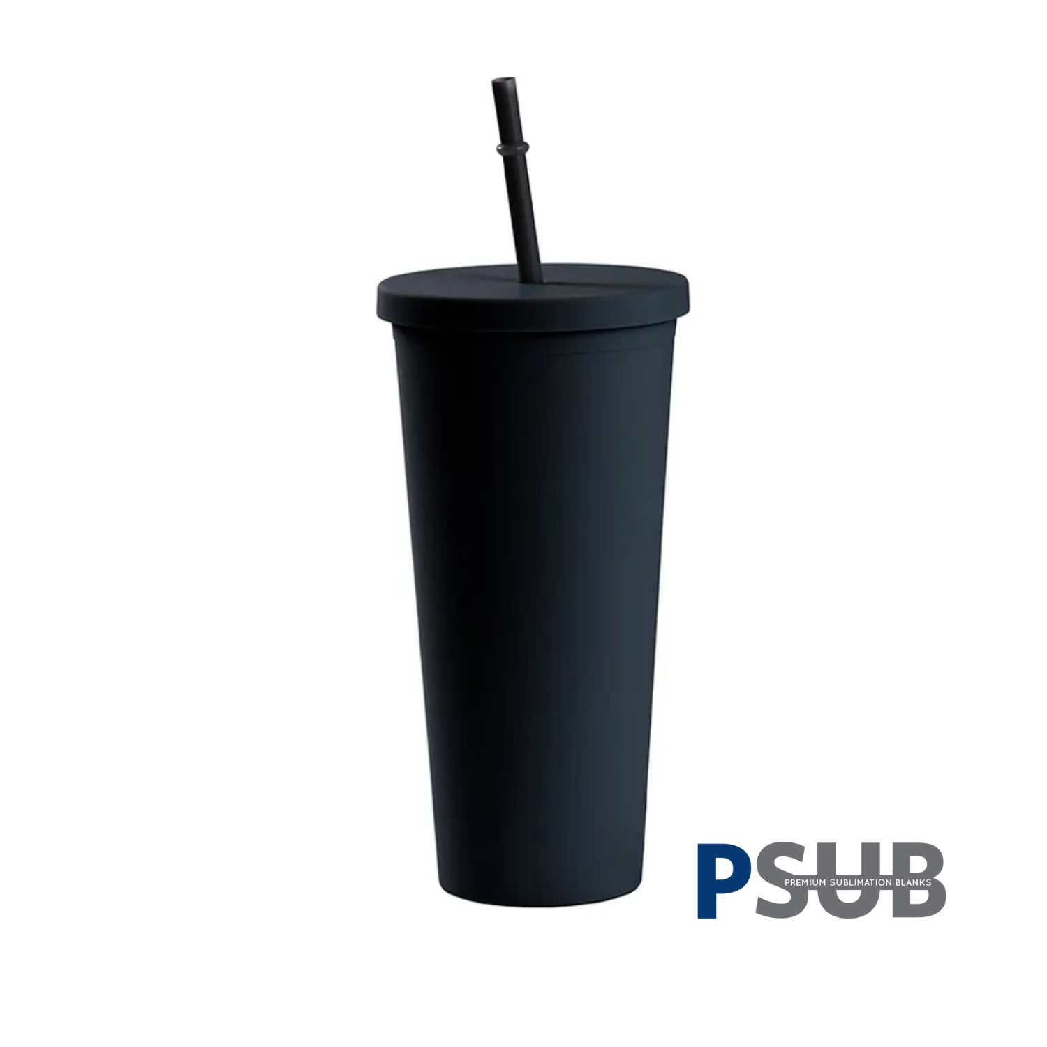 Vaso Doble Pared con carrizo y tapa | 24 oz | Negro Mate
