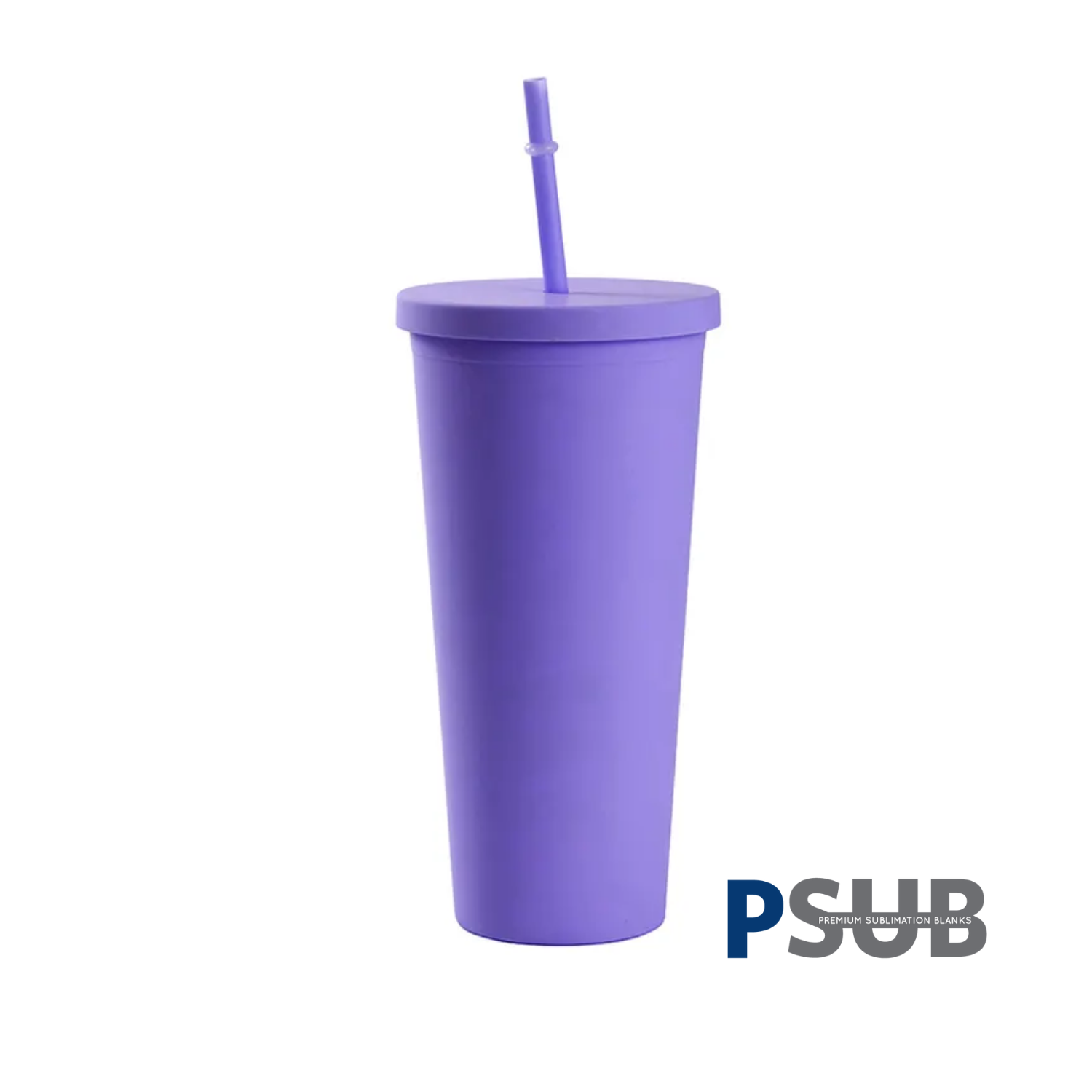 Vaso Doble Pared con carrizo y tapa | 24 oz | Morado Mate