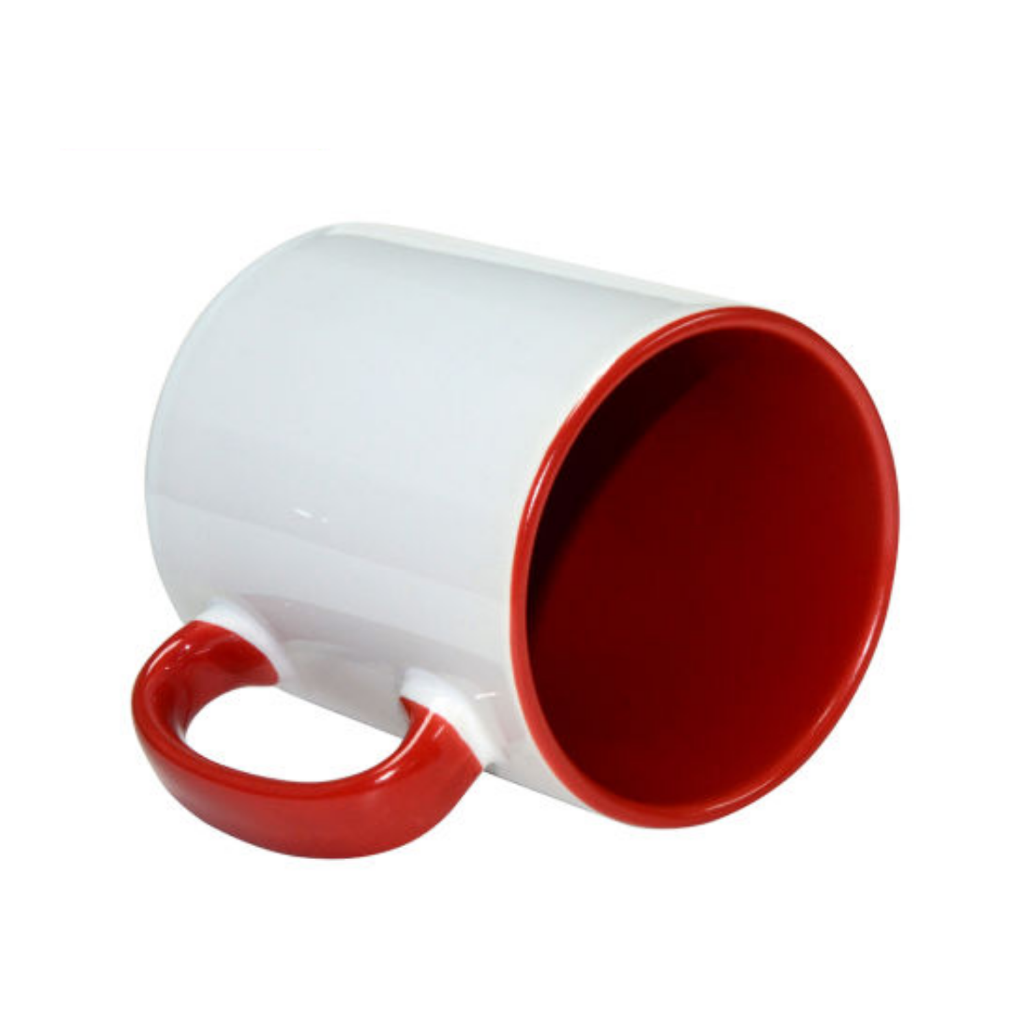 Taza Cerámica para Sublimación Blanca con Interior y Asa Roja | 11oz