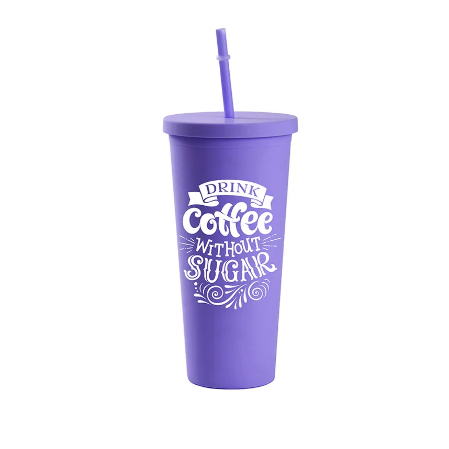 Vaso Doble Pared con carrizo y tapa | 24 oz | Morado Mate