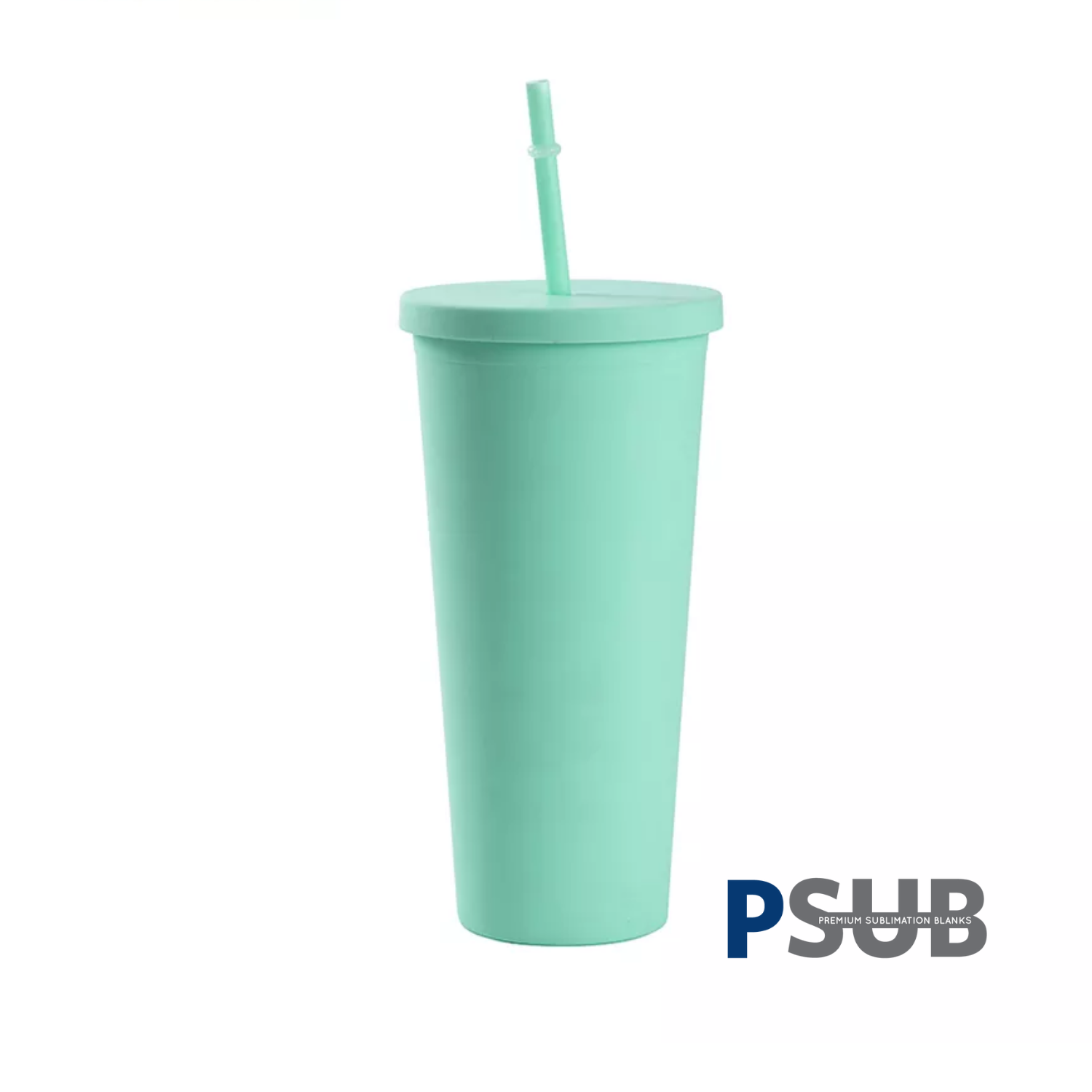 Vaso Doble Pared con carrizo y tapa | 24 oz | Verde Claro Mate