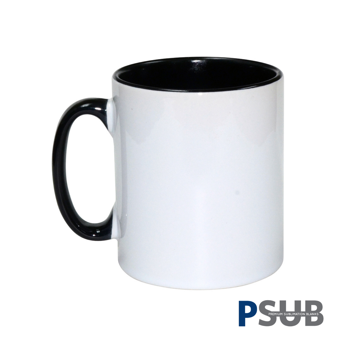 Taza Cerámica para Sublimación Blanca con Interior y Asa Negra | 11oz