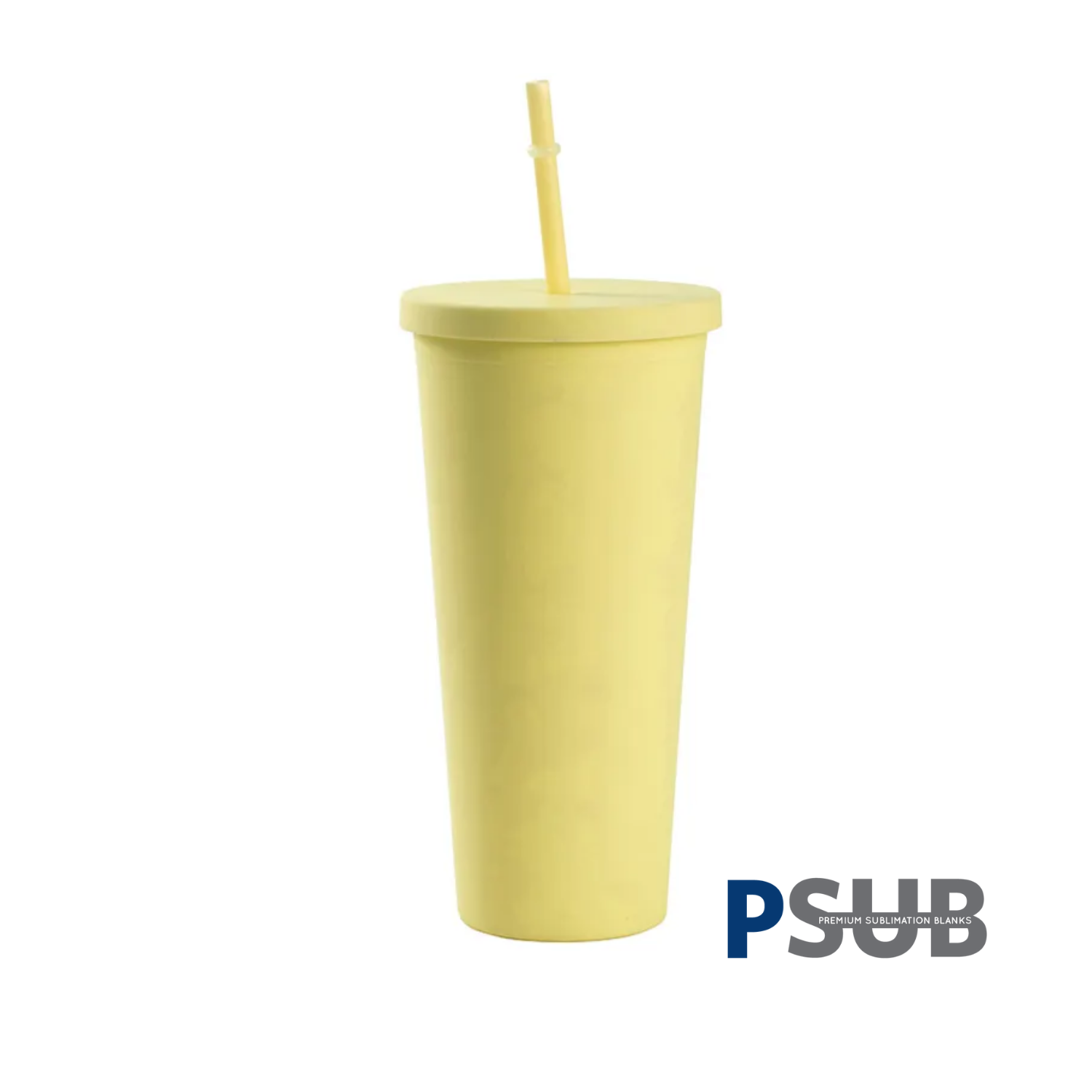 Vaso Doble Pared con carrizo | 24 oz | Amarillo Pastel Mate