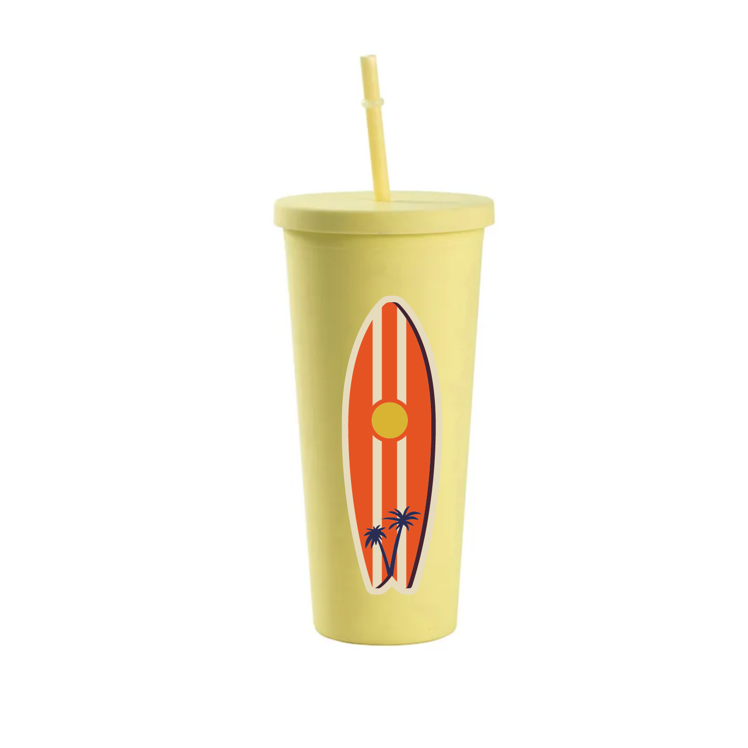 Vaso Doble Pared con carrizo | 24 oz | Amarillo Pastel Mate