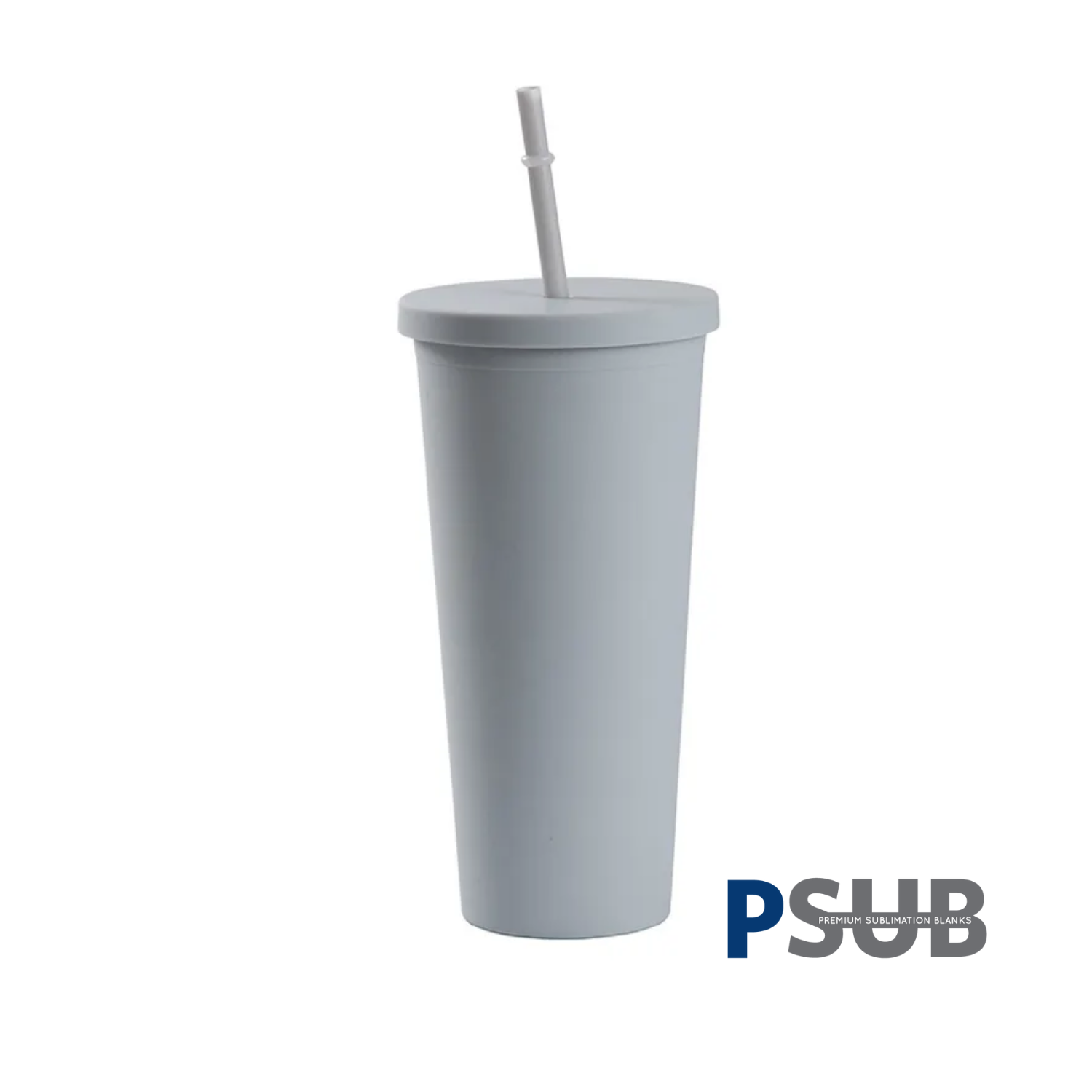 Vaso Doble Pared con carrizo y tapa | 24 oz | Gris Mate