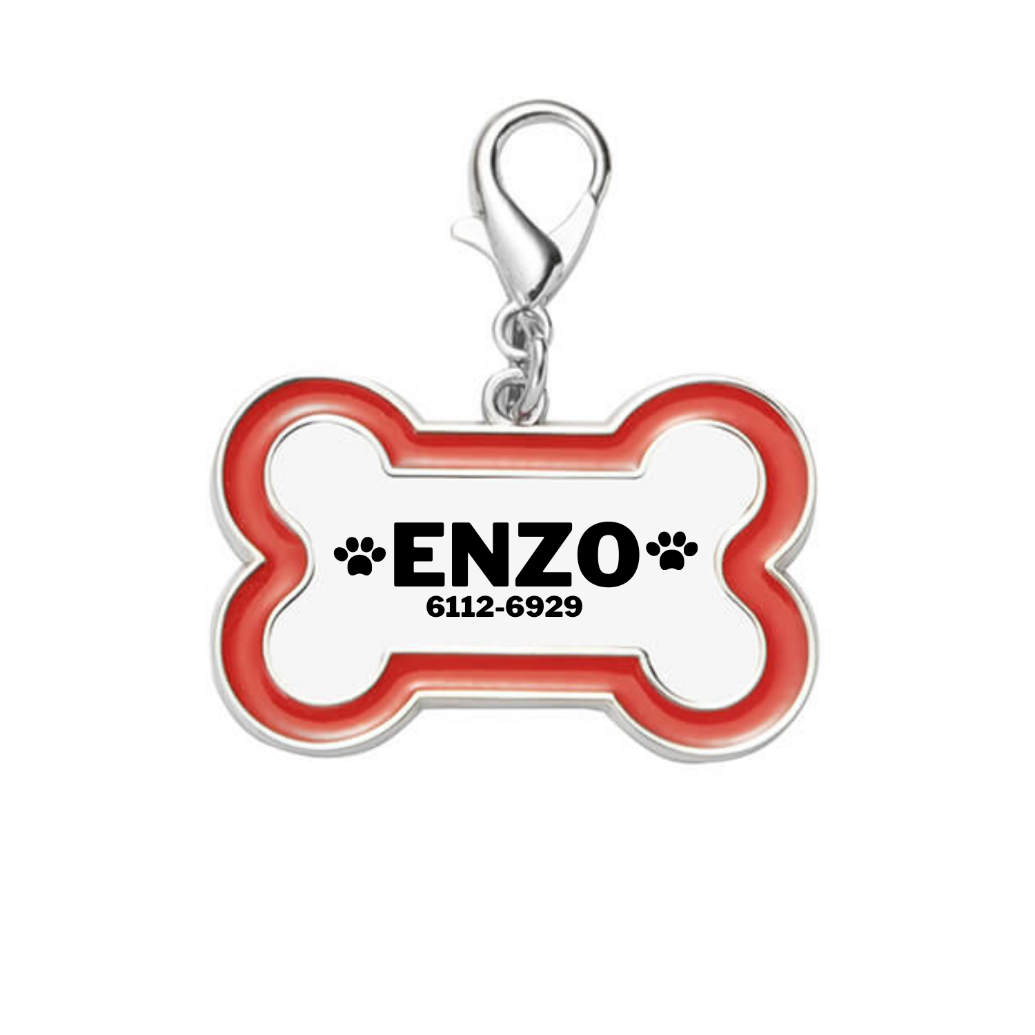 Plaquita ID para perritos | Huesito | Borde Rojo"