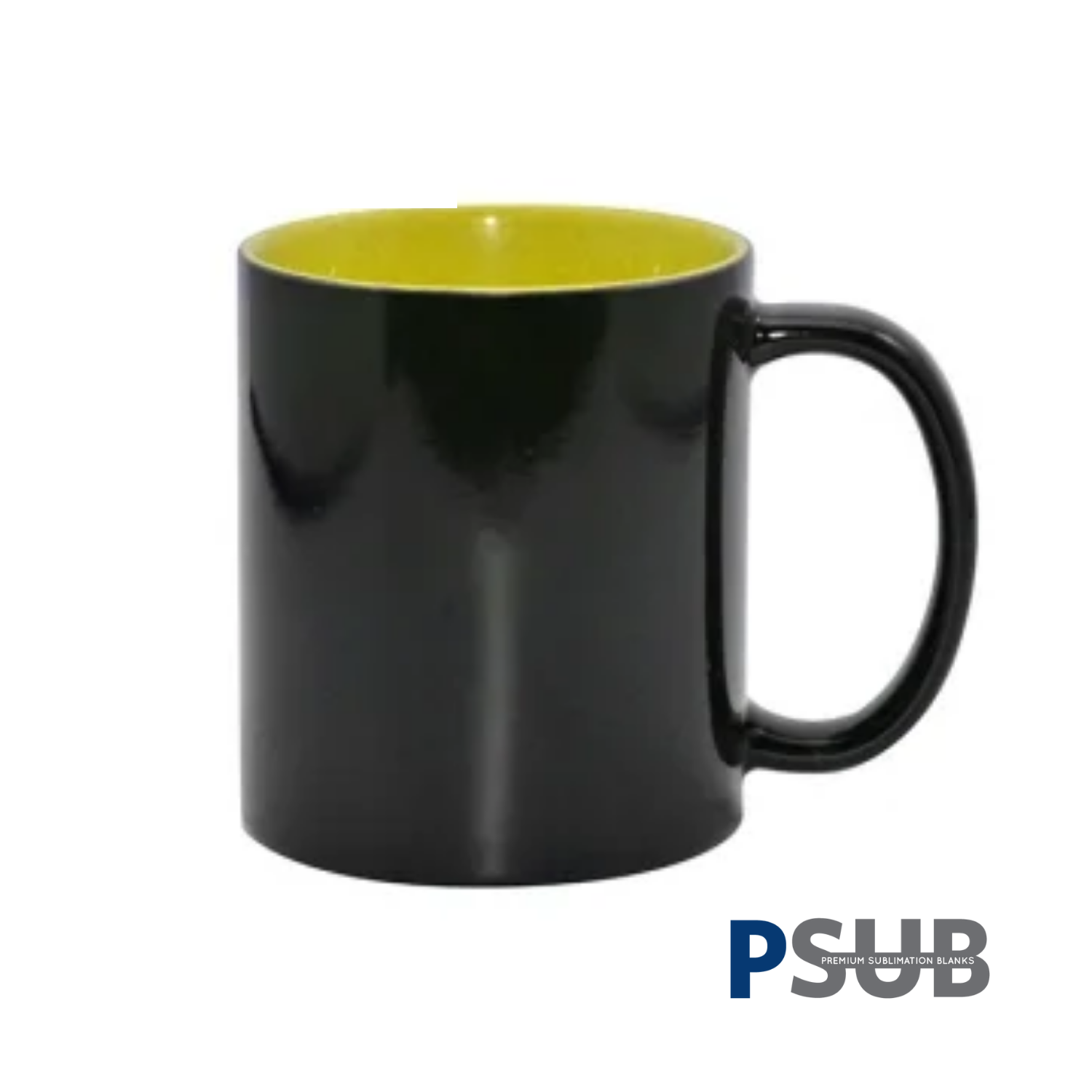 Taza de Cerámica Mágica | Negra con Interior Amarillo | 11oz