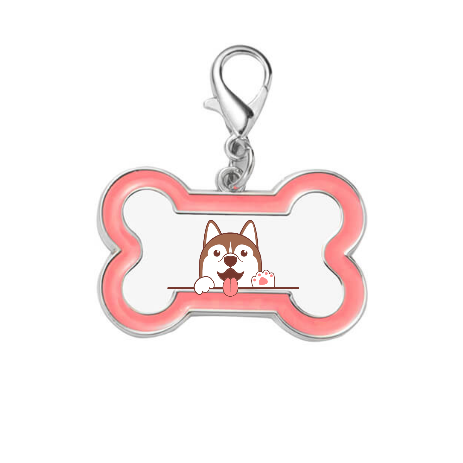 Plaquita ID para perritos | Huesito | Borde Rosa