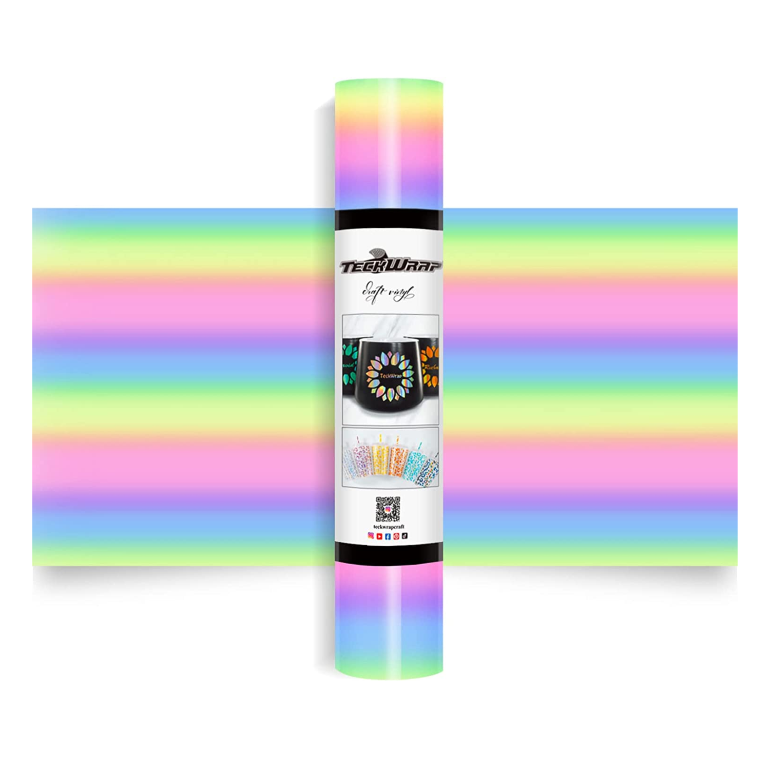Vinil Adhesivo | Permanente | Rainbow Stripes | Ancho 12"