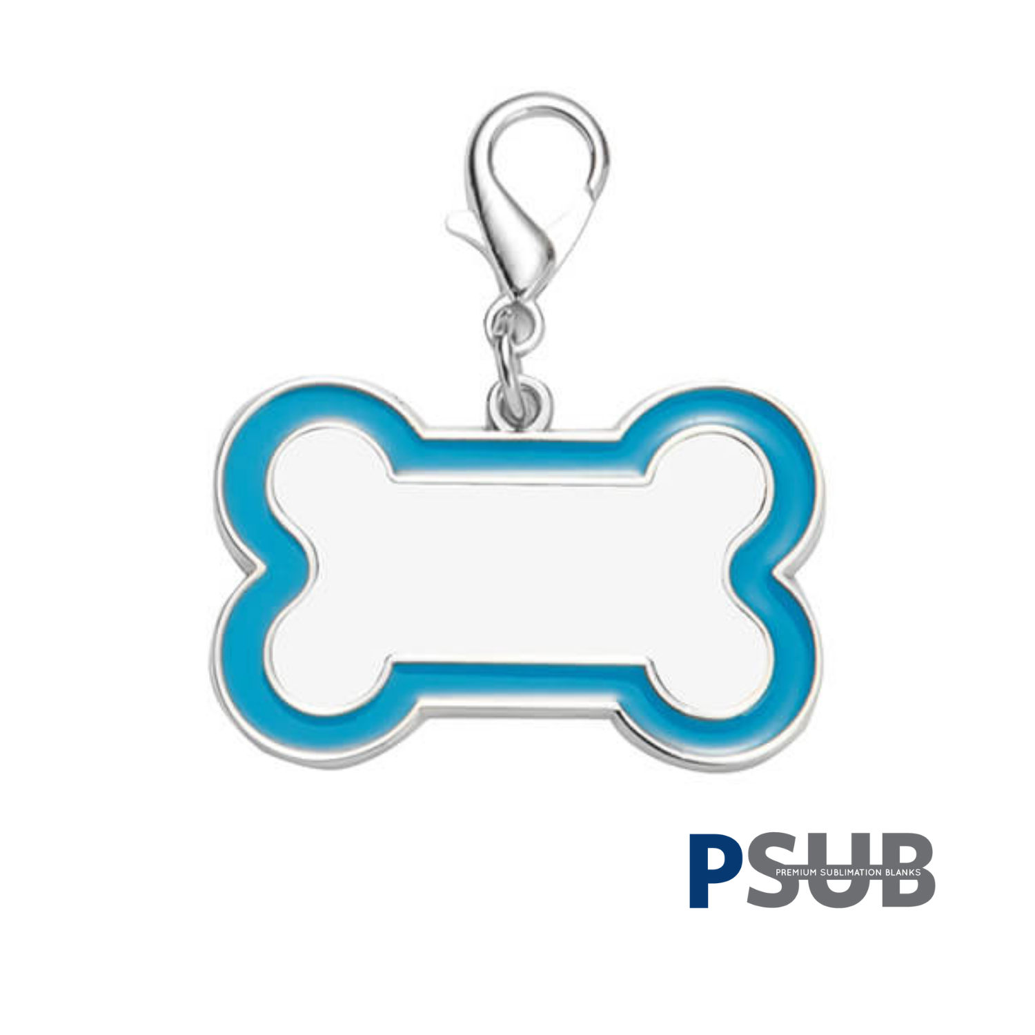 Plaquita ID para perritos | Huesito | Borde Celeste