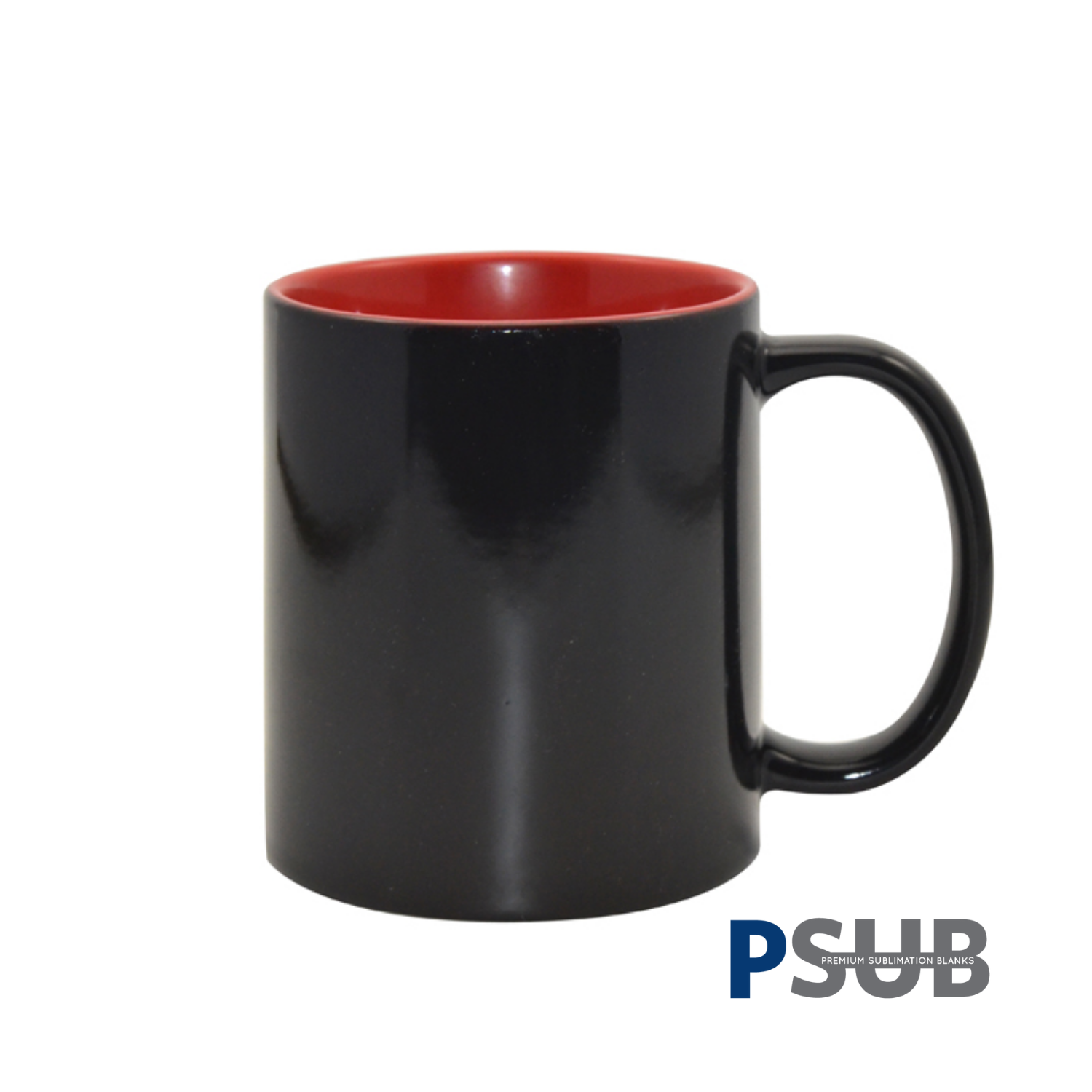 Taza de Cerámica Mágica | Negra con Interior Roja | 11oz