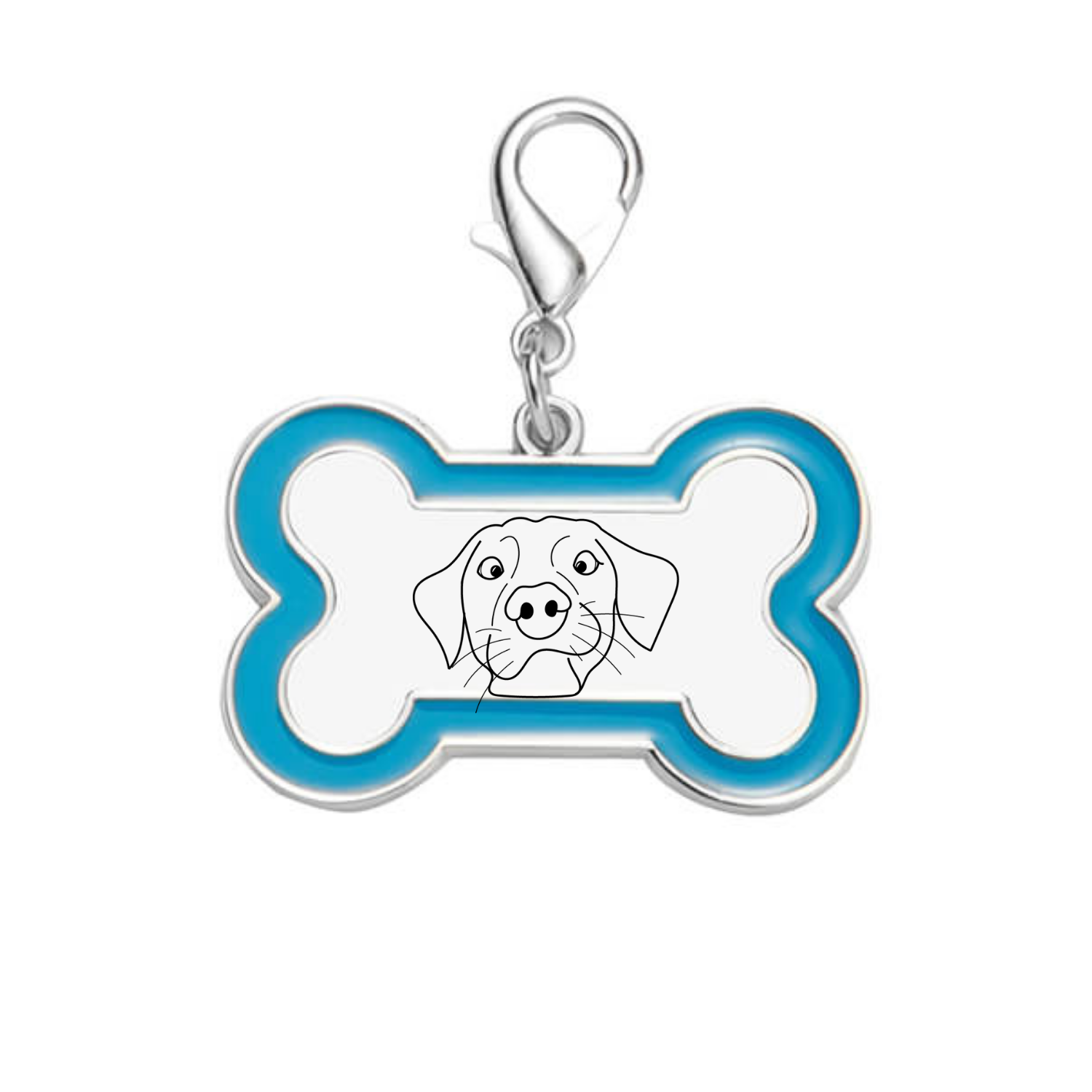 Plaquita ID para perritos | Huesito | Borde Celeste