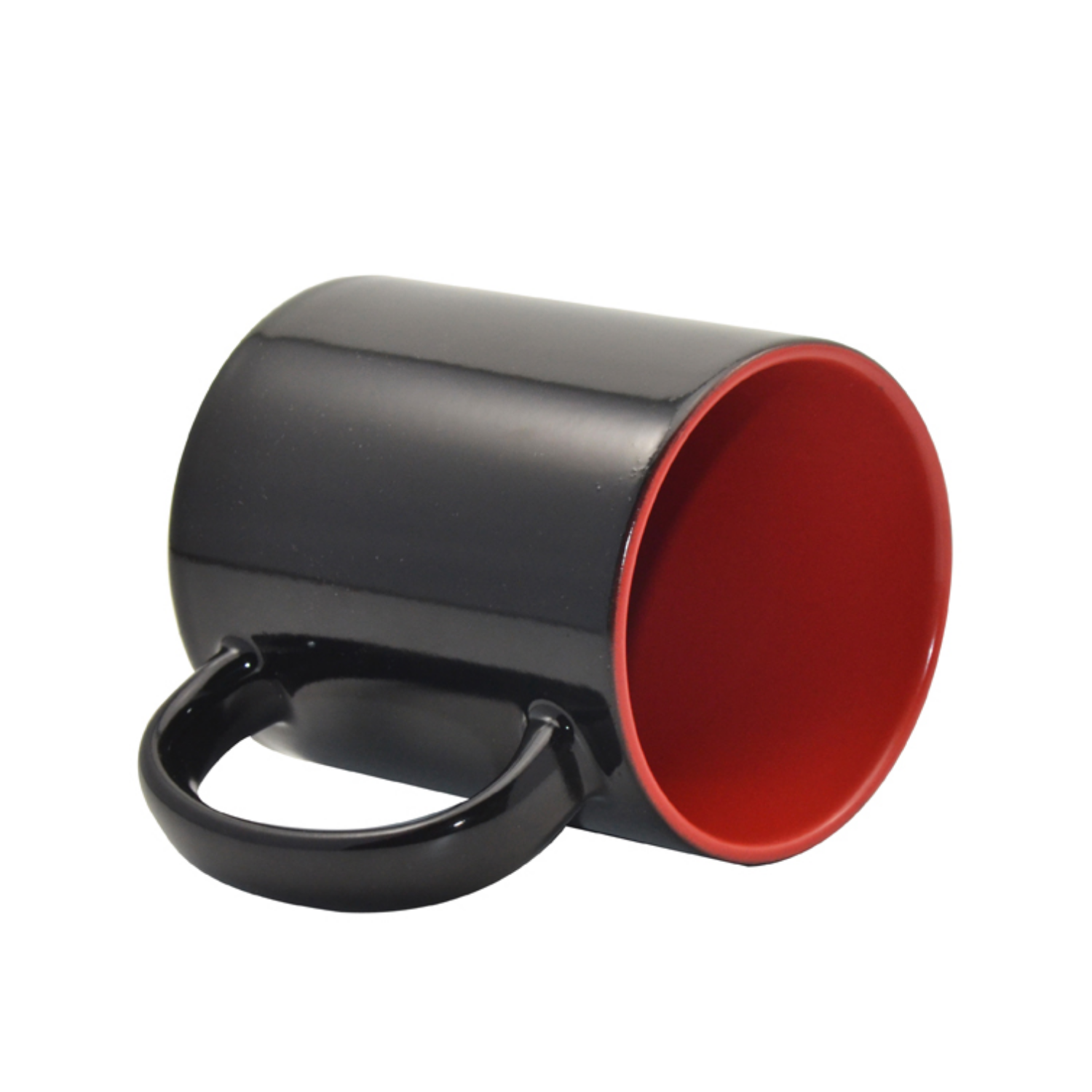 Taza de Cerámica Mágica | Negra con Interior Roja | 11oz