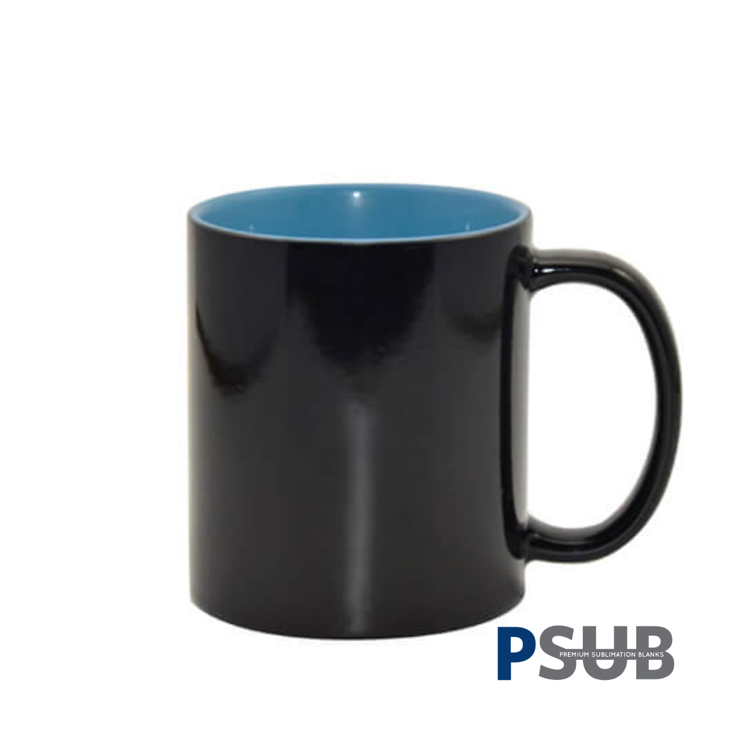 Taza de Cerámica Mágica | Negra con Interior Celeste | 11oz